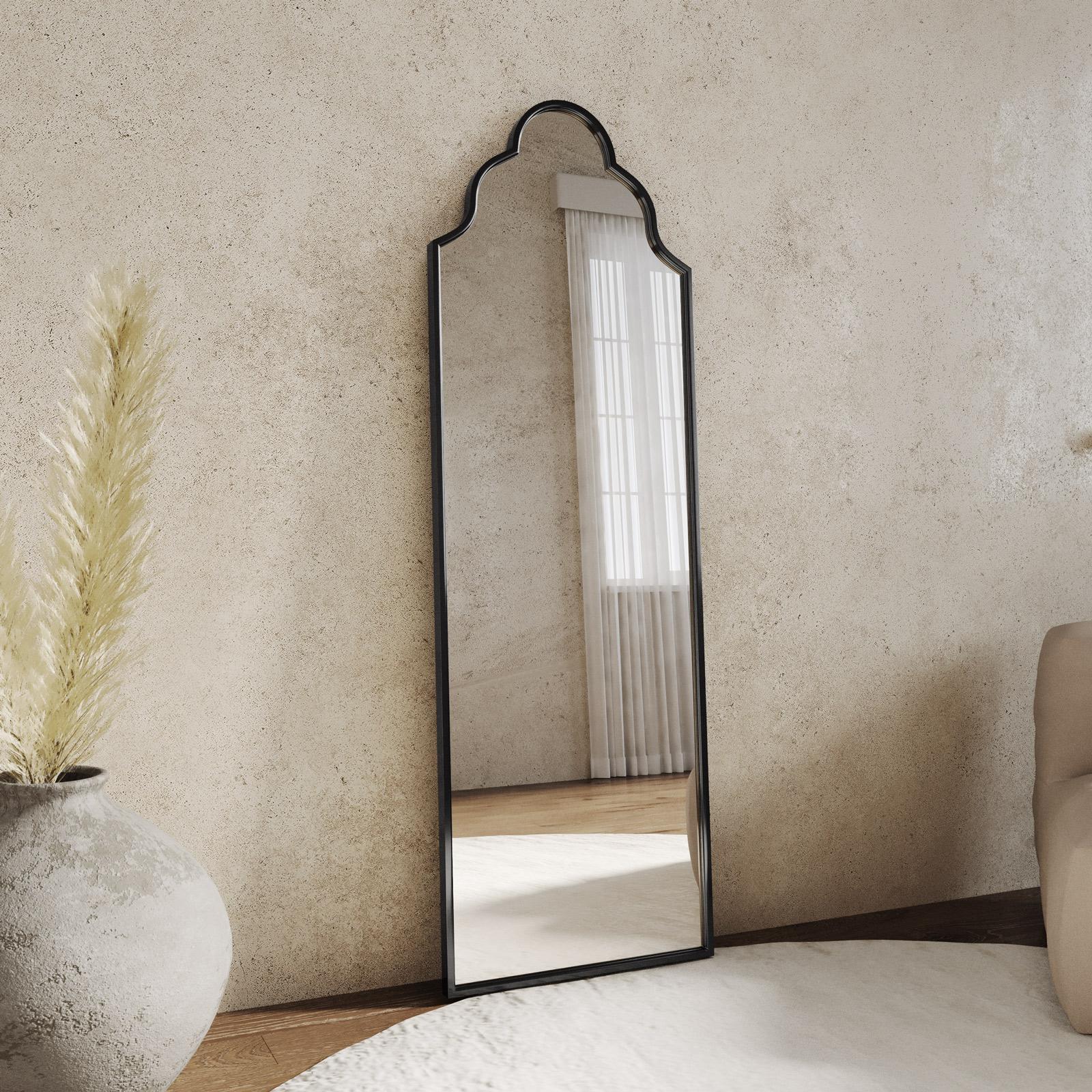 Specchio ad arco nero, 83,8 x 78,7 cm, decorazione a specchio ad arco nero, perfetto per specchio d'ingresso, specchio da camino, specchio da comò per camera da letto, grande specchio da bagno
