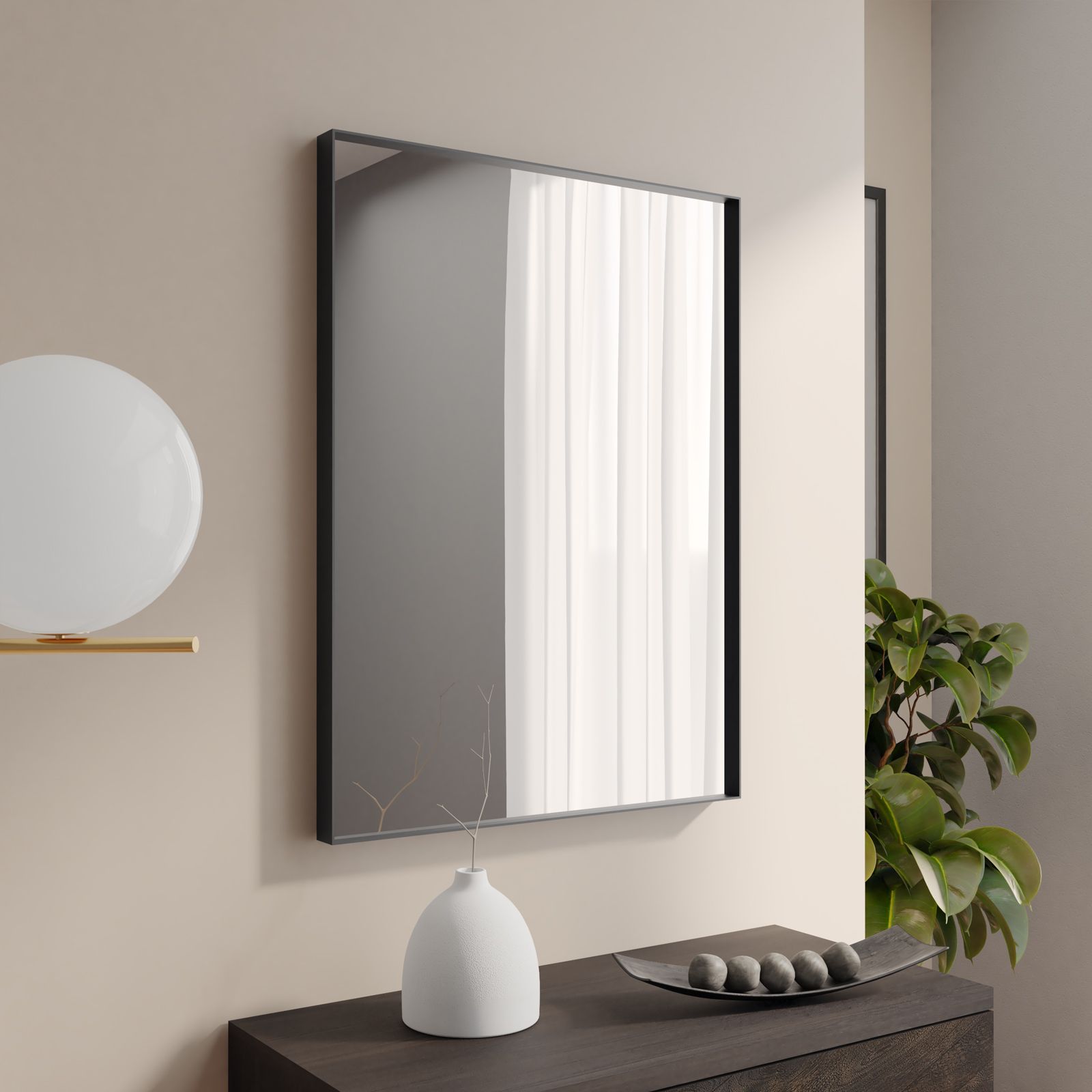 Specchio interno 80x60 cm con cornice in alluminio nero - Decorito