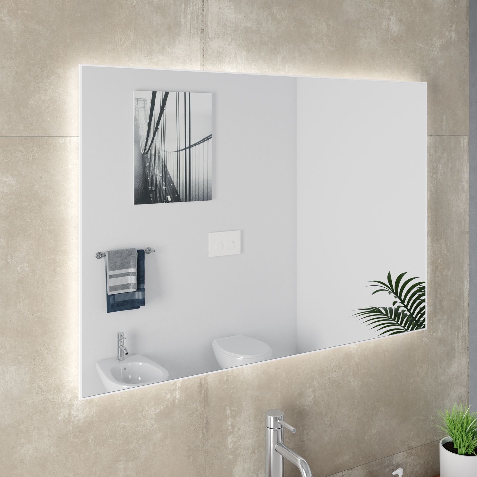 Specchio decorativi con luci LED da soggiorno (70x70cm) Retroiluminato con  illuminazione Freddo Bianco