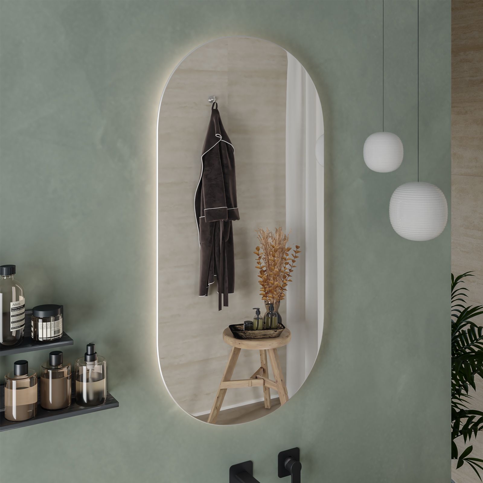 Specchio decorativi con luci LED da soggiorno (100x100cm) Retroiluminato con  illuminazione Freddo Bianco