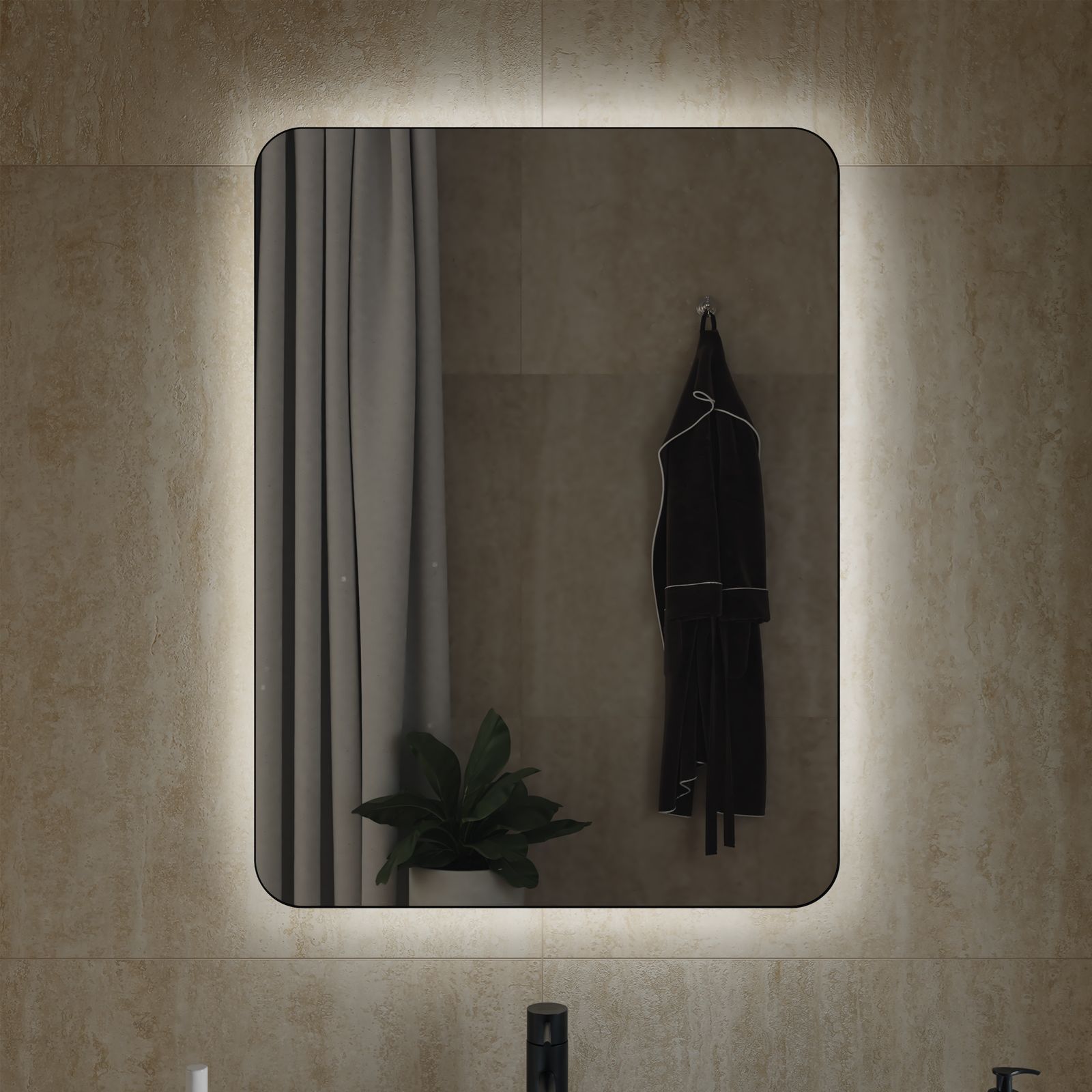 Specchio led 60 x 80 cm reversibile nero opaco retroilluminato - Frio