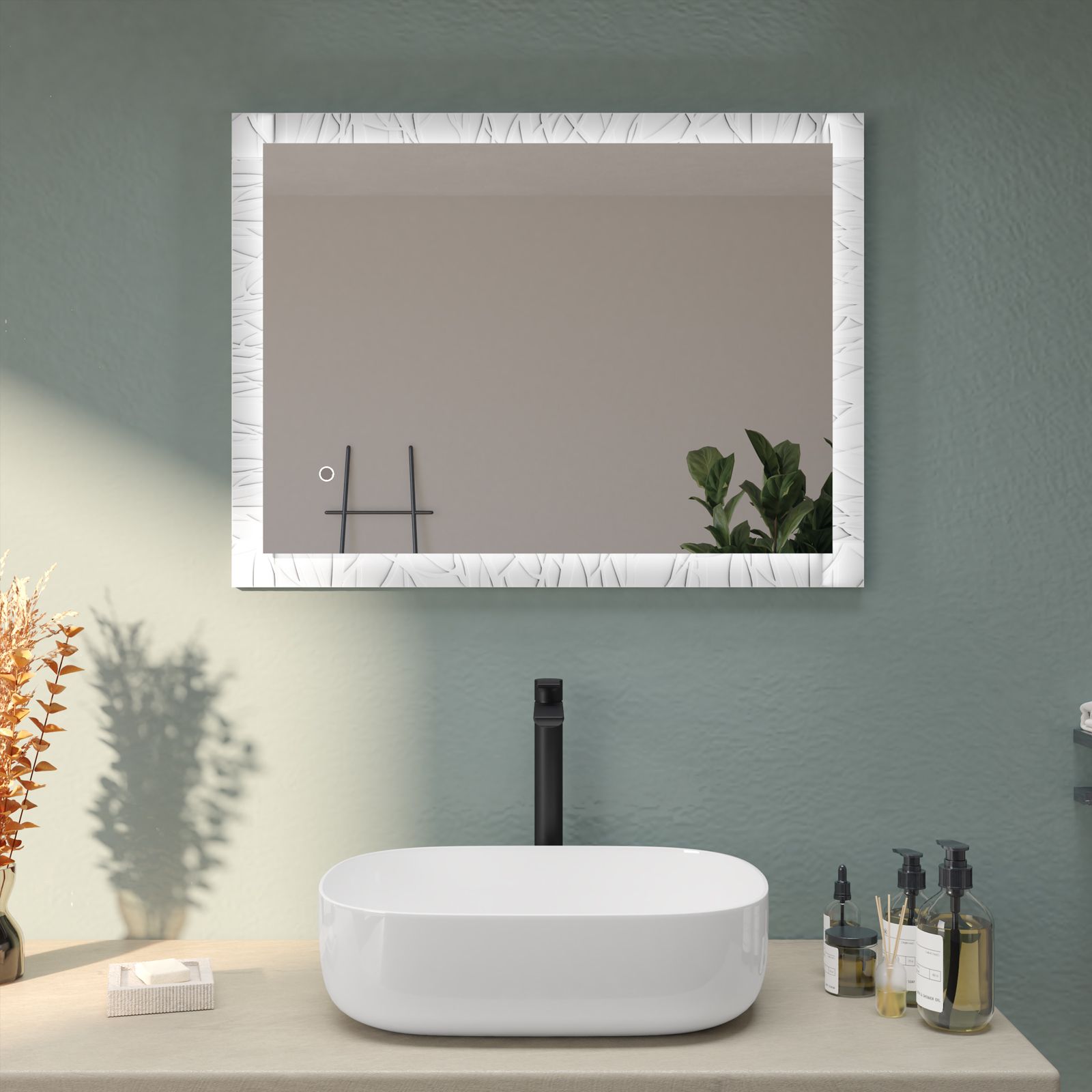 Specchio led 60x80 cm bianco opaco con accensione touch - Yorli