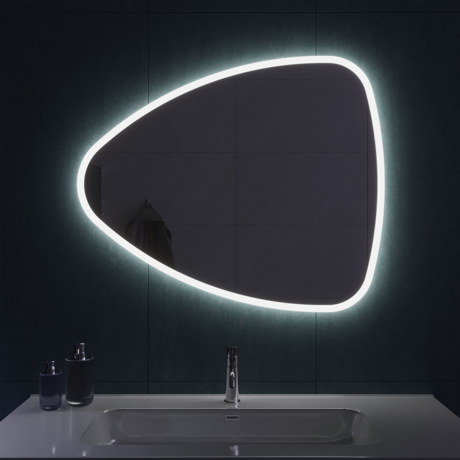 Specchio led 90x75 cm luce fredda forma a goccia - Rain