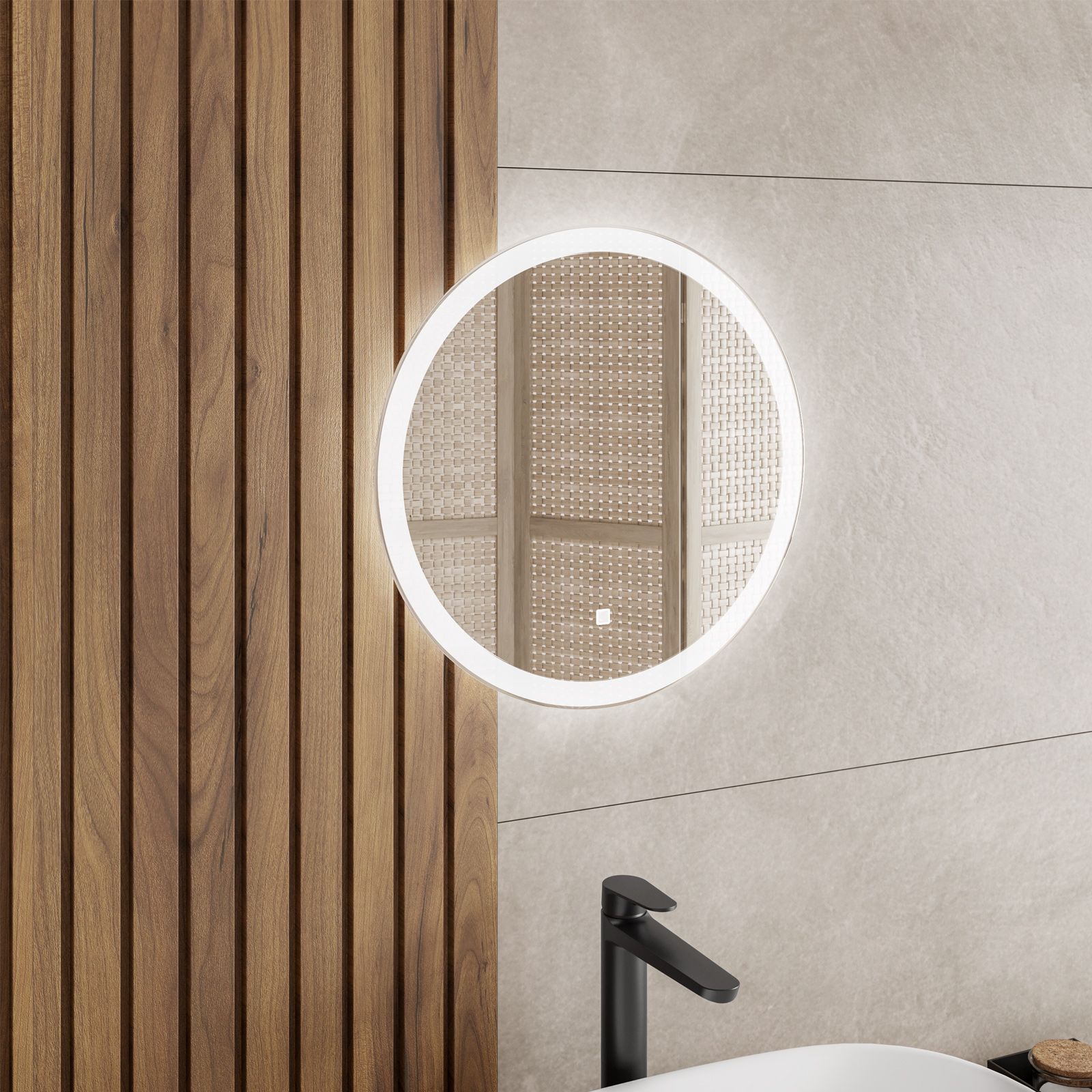 Specchio da Bagno con Luce LED e Antiappannamento Ø45 cm Volpe