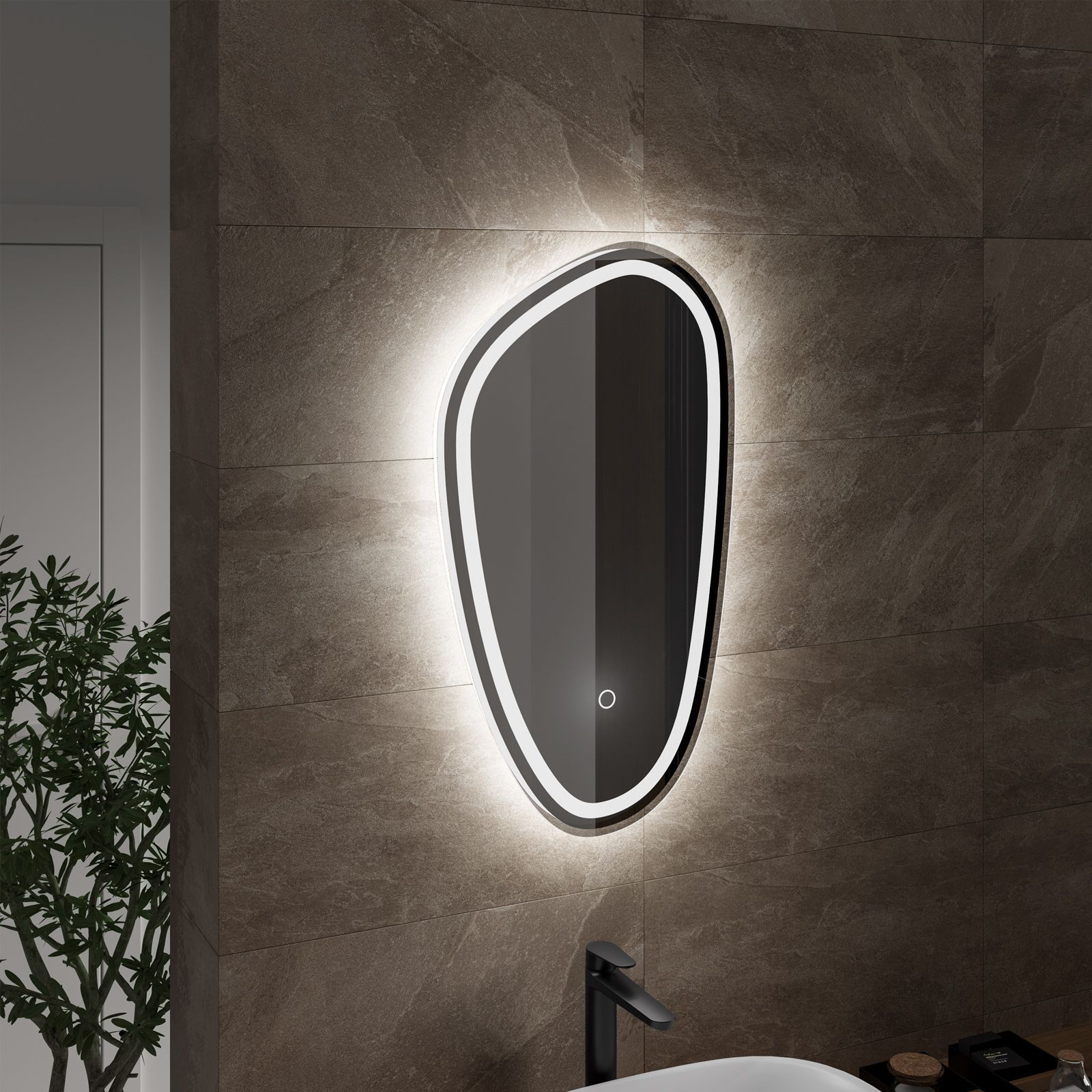 Aica60 × 45 cm LED Quadrato Specchio da Bagno Anti-appannamento