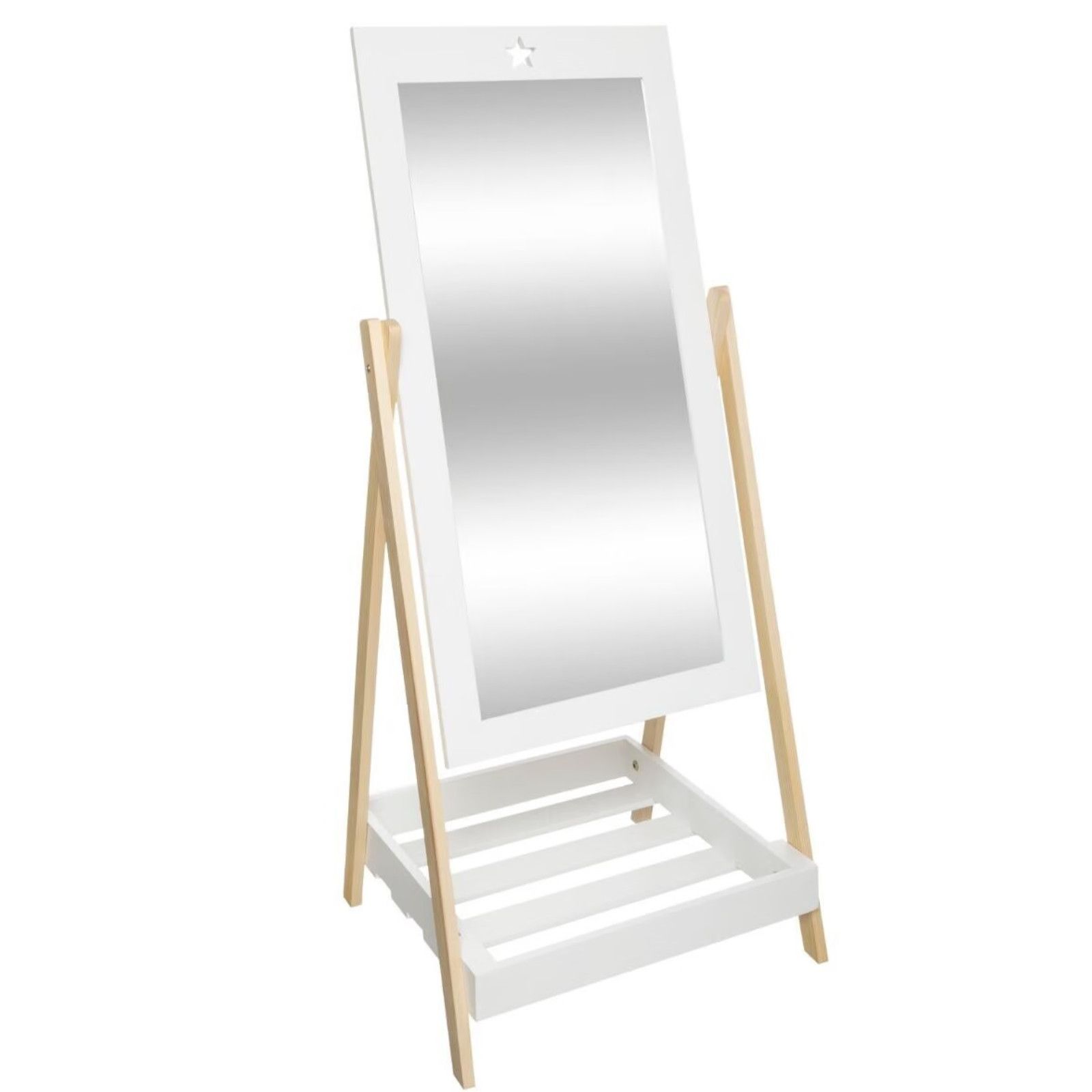 Specchio per bambini con mensola 46,5x102h cm in legno - Kids