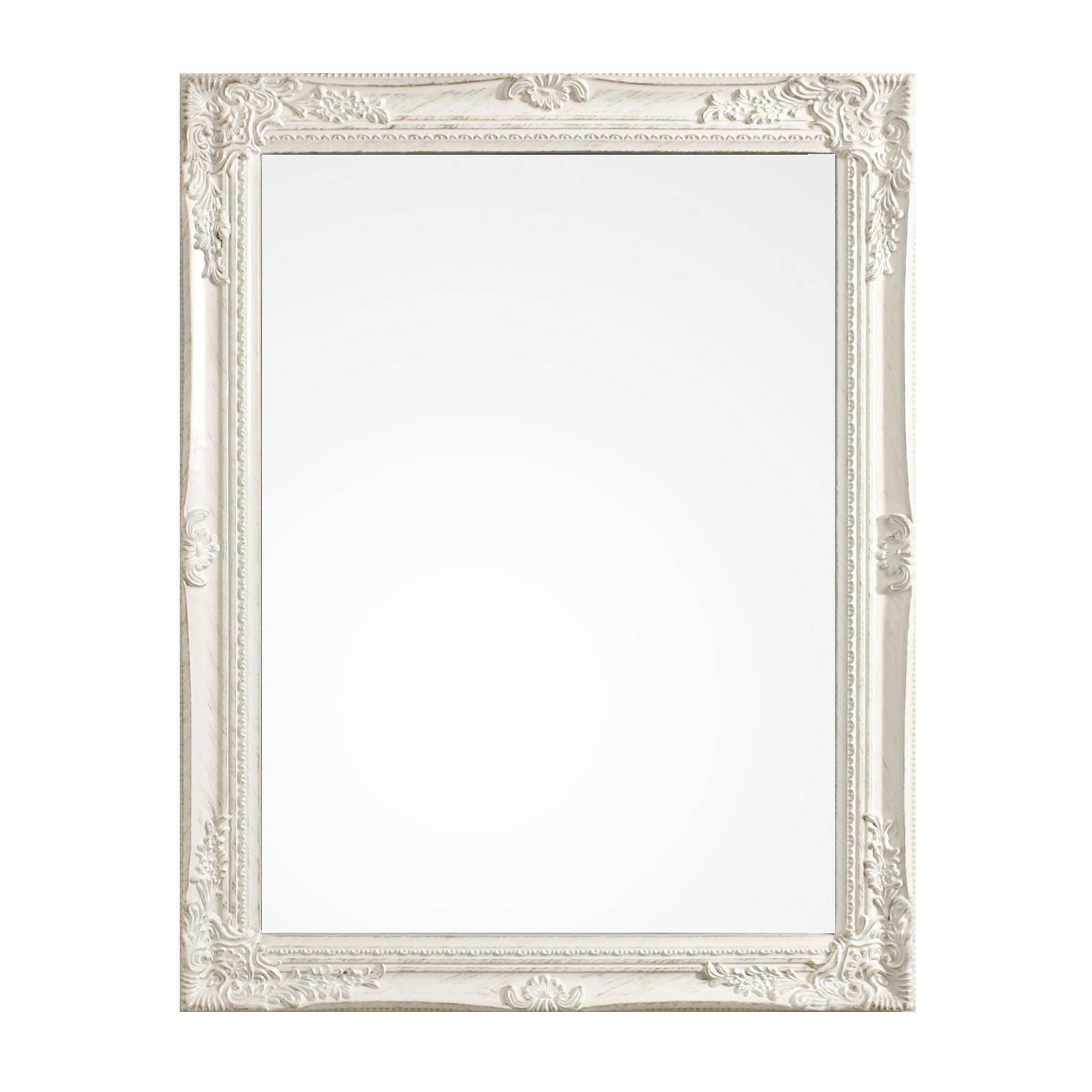 Specchio reversibile 50x70 cm con cornice decorata in legno bianco