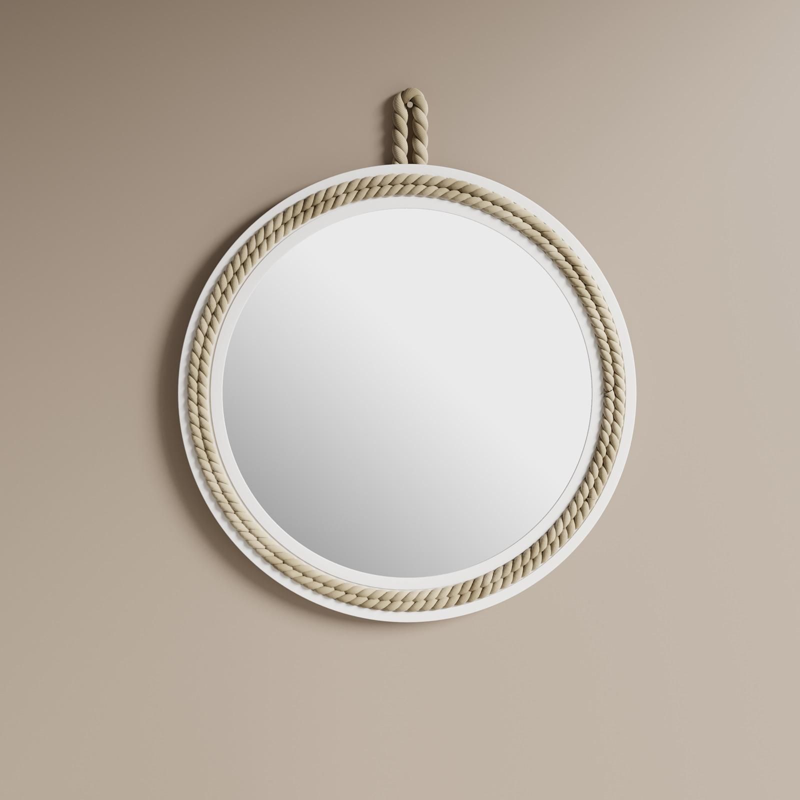 Specchio rotondo con cornice bianca fi 80 cm
