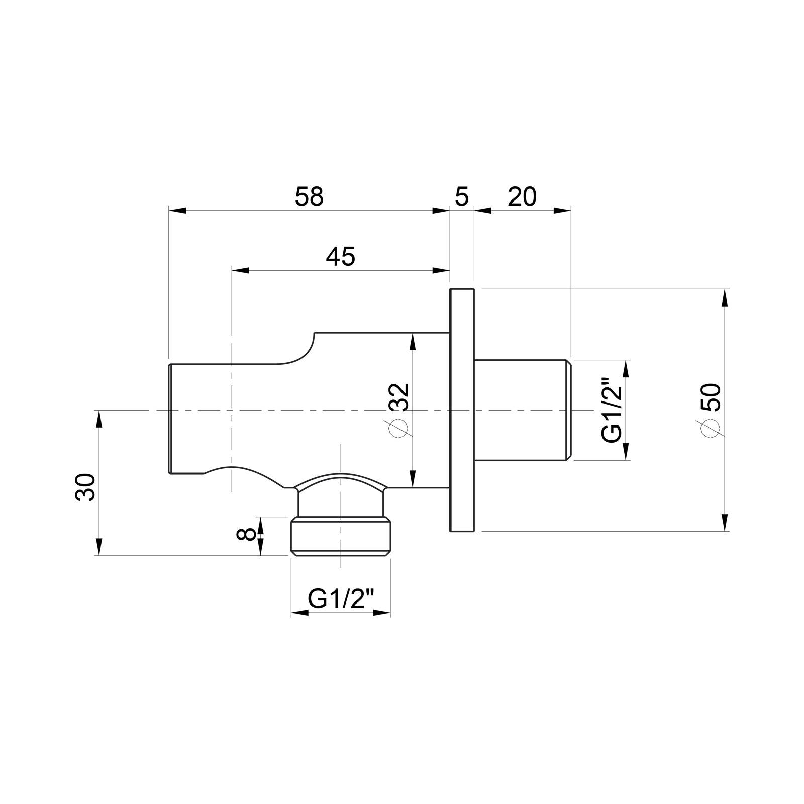 Ricambio supporto doccia cromato diametro 25 Jacuzzi 22460013