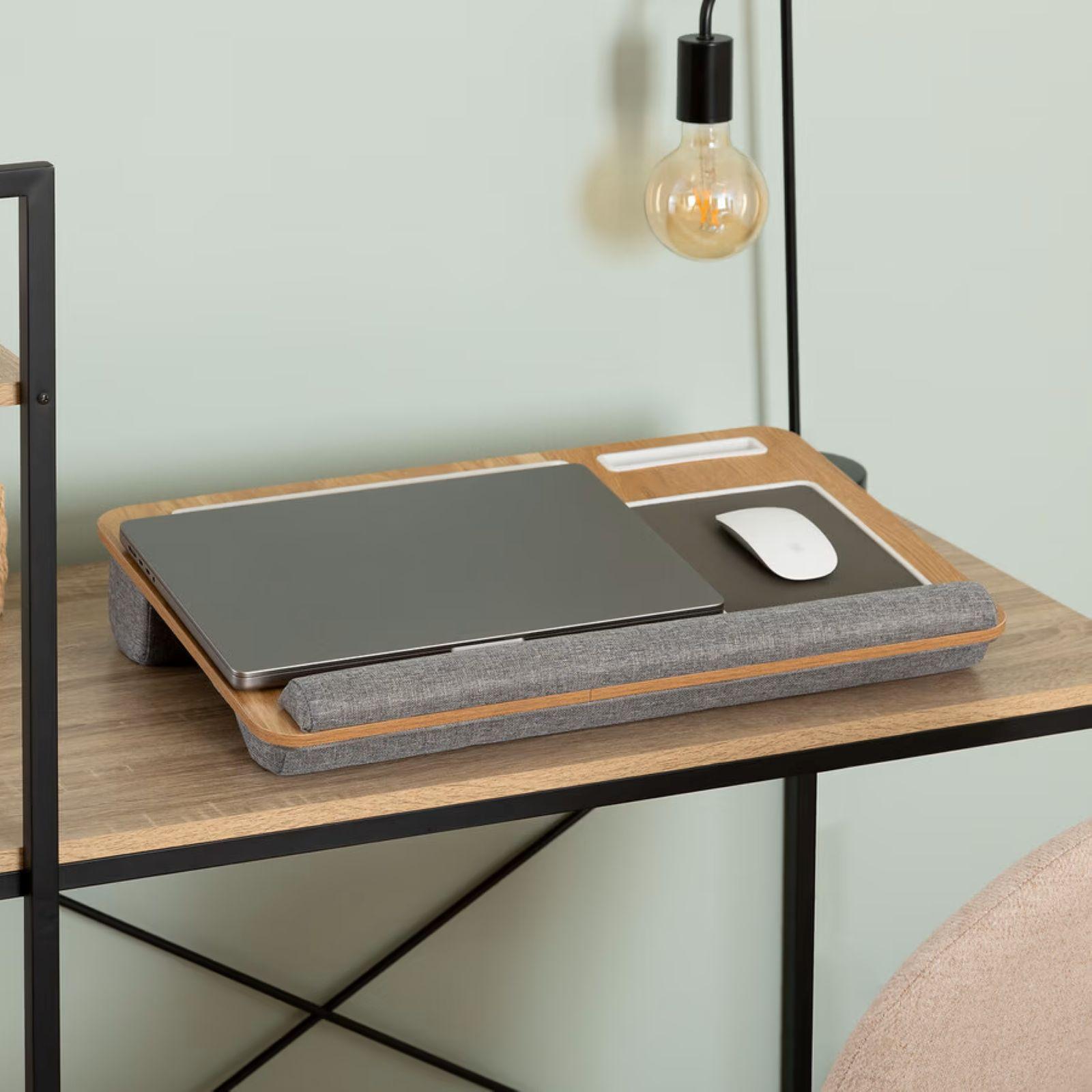 Cuscino per PC con tappetino mouse e porta cellulare - Carbonio - Nero/Grigio | Leroy Merlin