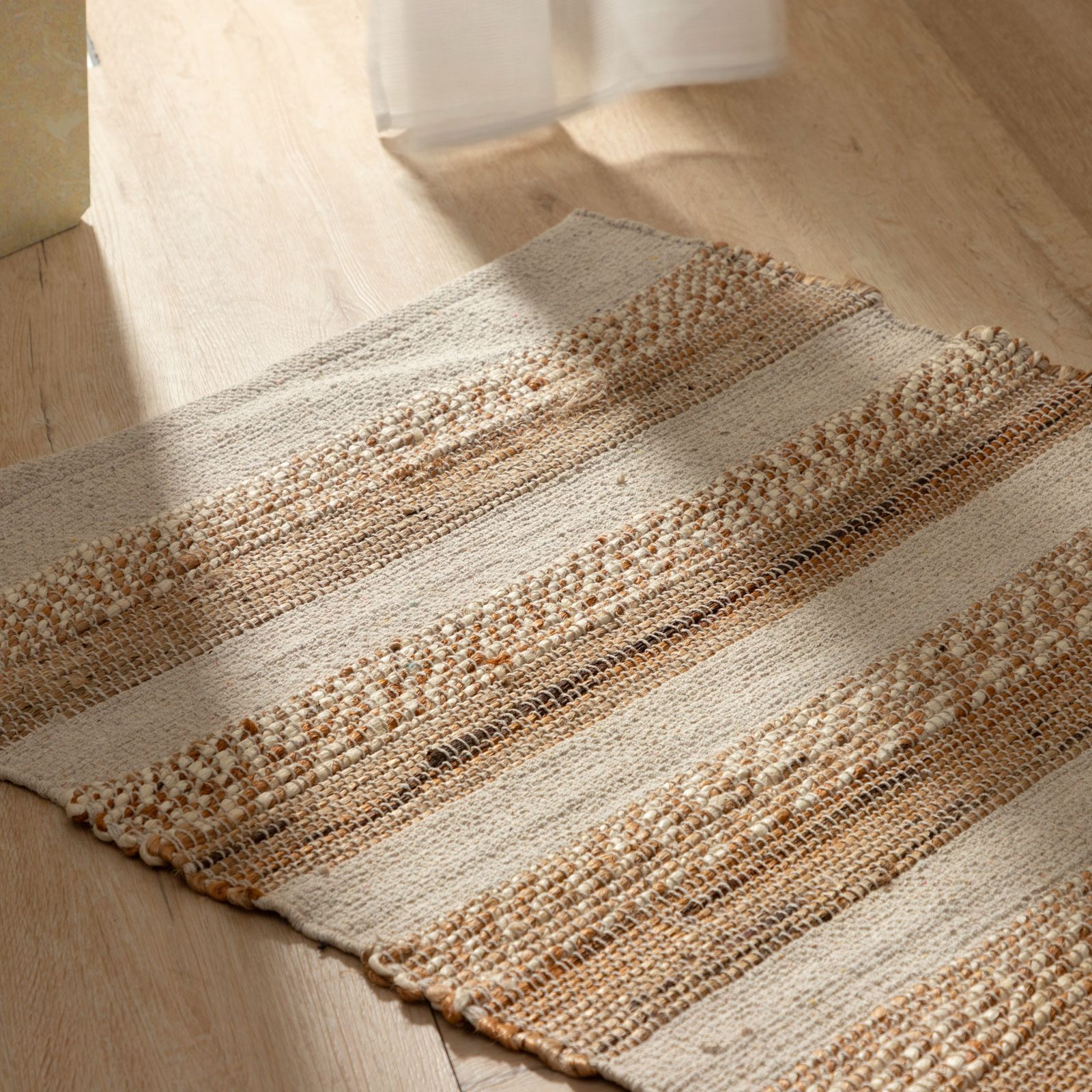 Tappeto 90x60 cm in cotone e juta naturale a righe