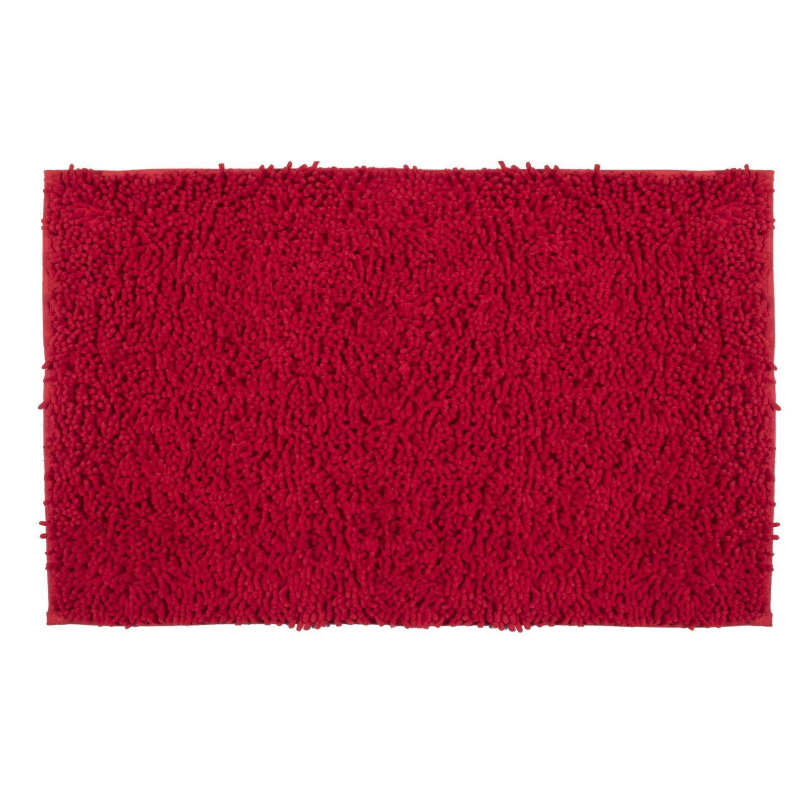 Tappeto bagno rosso 60x40 cm pelo lungo fondo antiscivolo