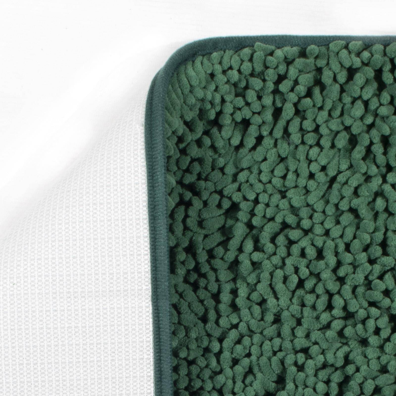 Tappeto bagno verde scuro 40x60 cm antiscivolo in poliestere pelo