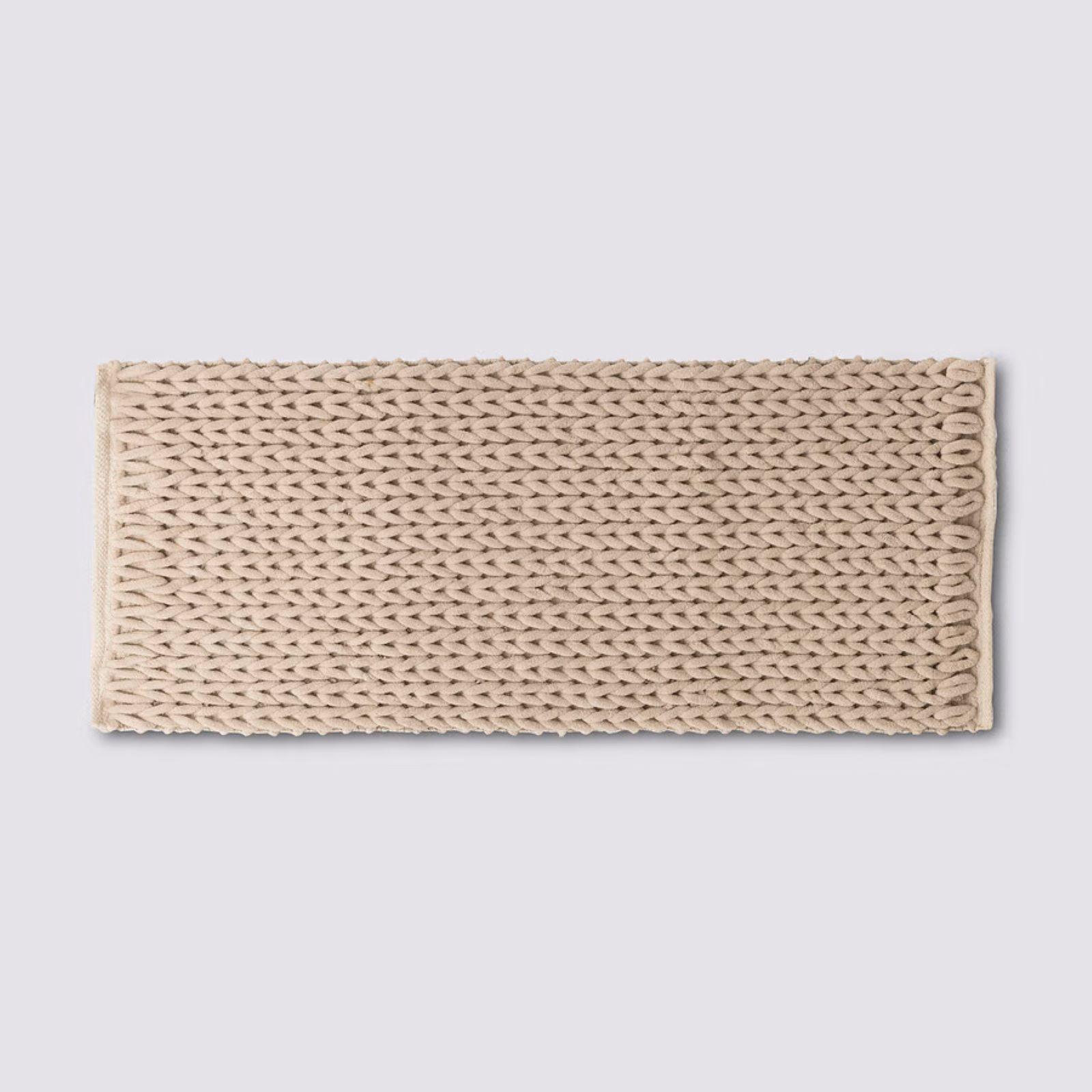 Tappetini Da Bagno Macoroni In Cotone – Beige – Set 2 Pezzi (60x100 Cm + 50x60 Cm) – Morbidi E Pesi – Lavabili