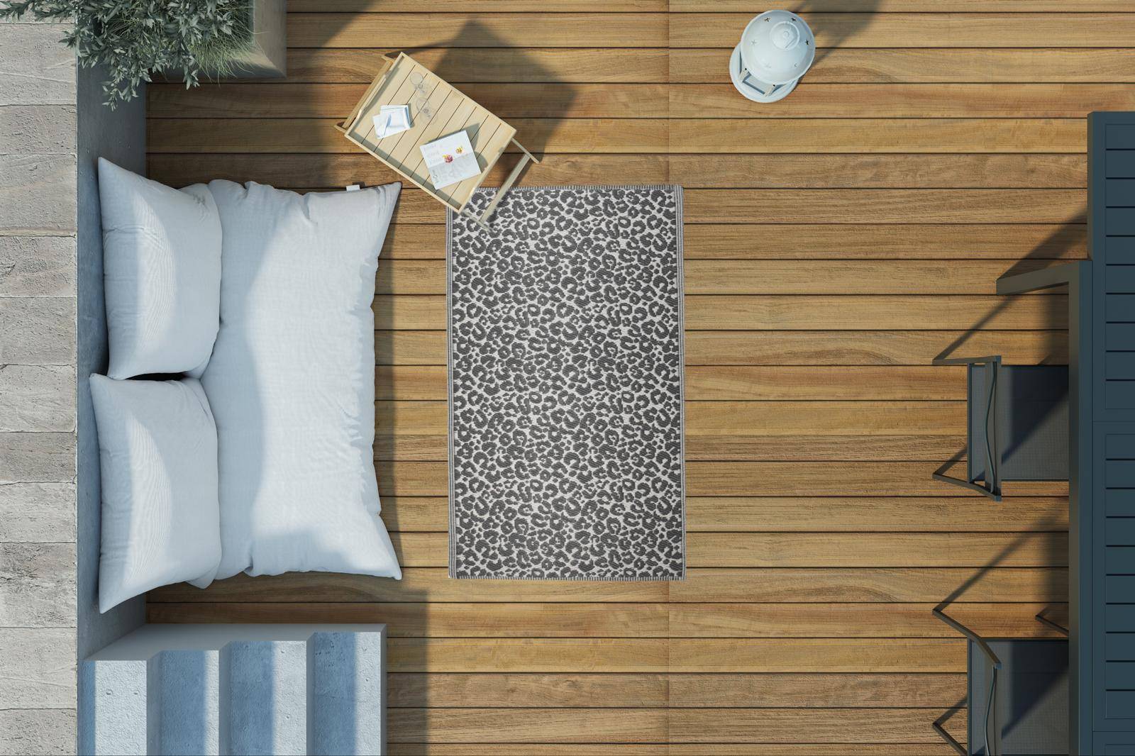 Tappeto da esterni o interni 90x150 cm con fantasia animalier grigio e  bianco