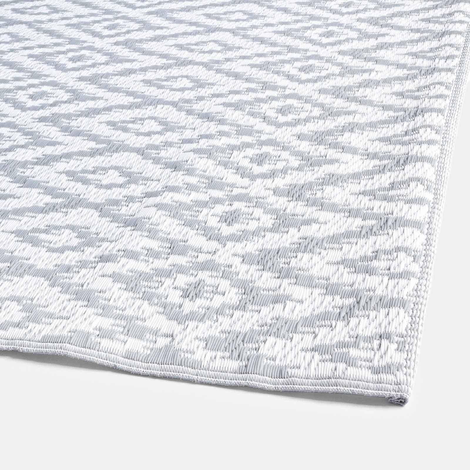 Tappeto da esterno 120x180 cm bianco e grigio pattern a rombi