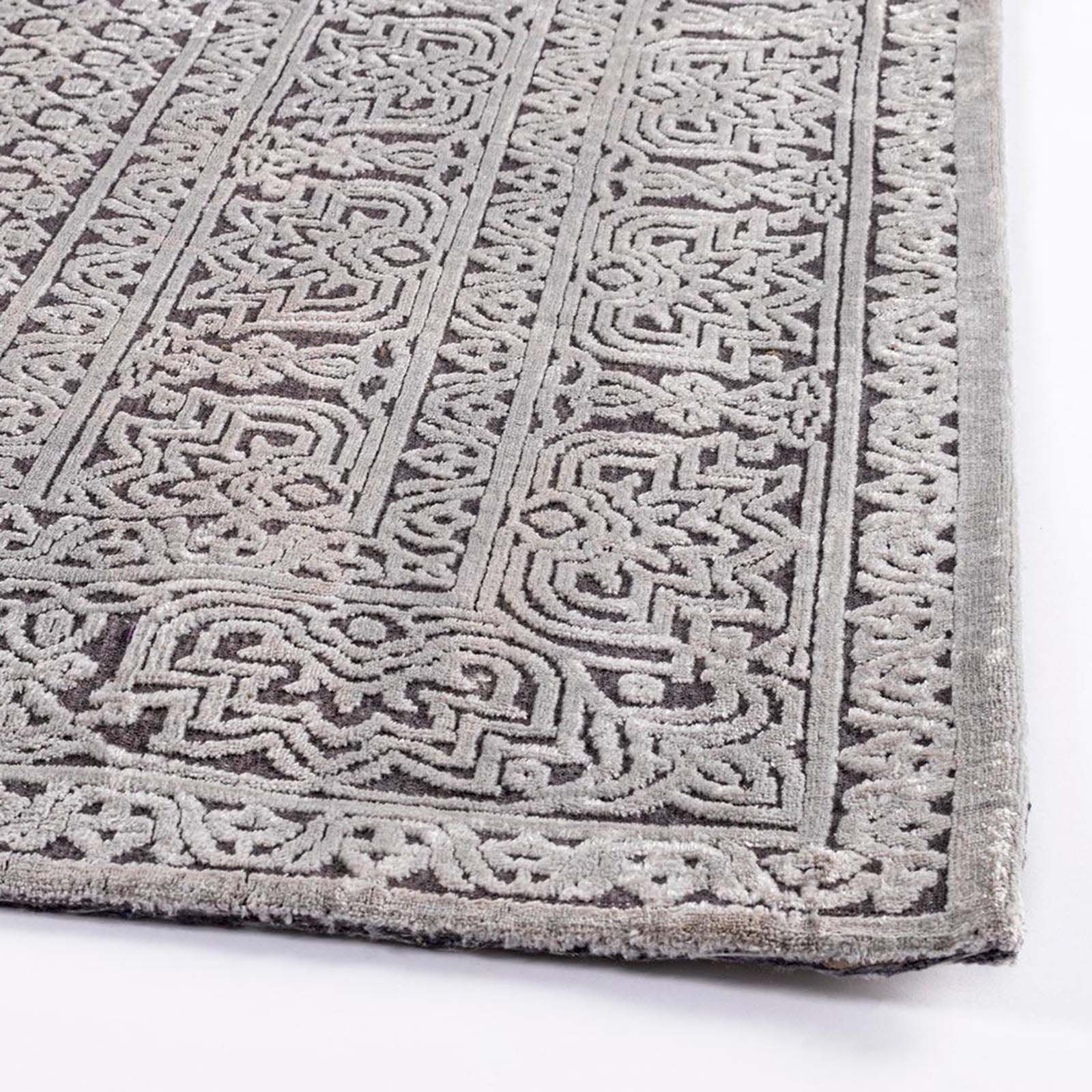 Tappeto grigio in viscosa misure 160x230 cm rettangolare da interni motivi  orientali