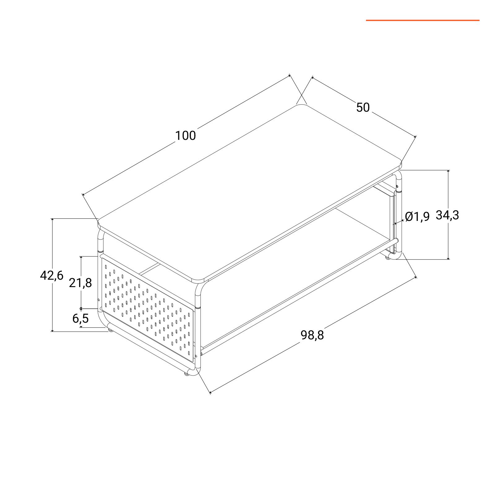 Tavolino 100 cm in legno rovere chiaro e metallo bianco - Olaf