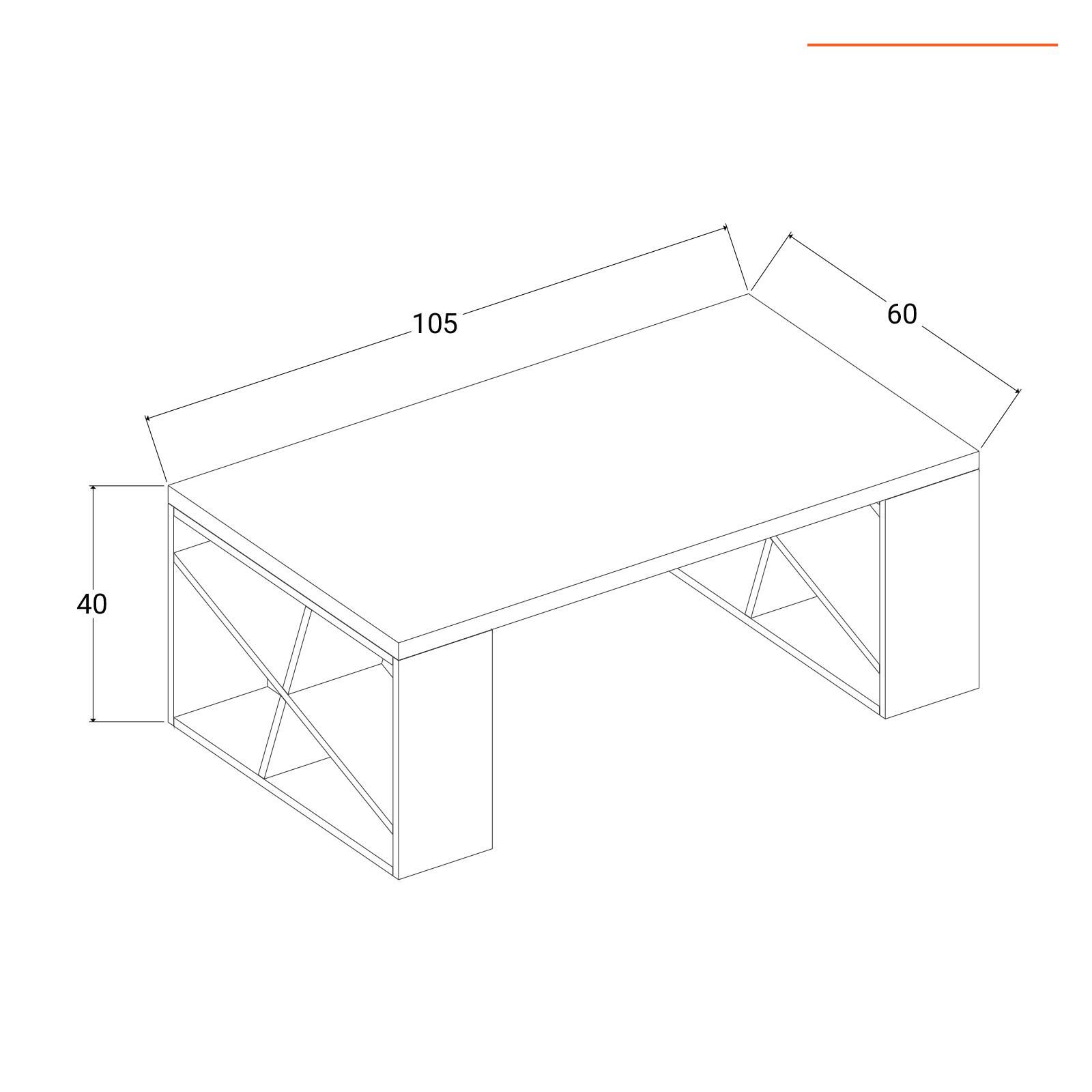 Tavolino 105x60 cm in legno bianco e rovere - Kantiko