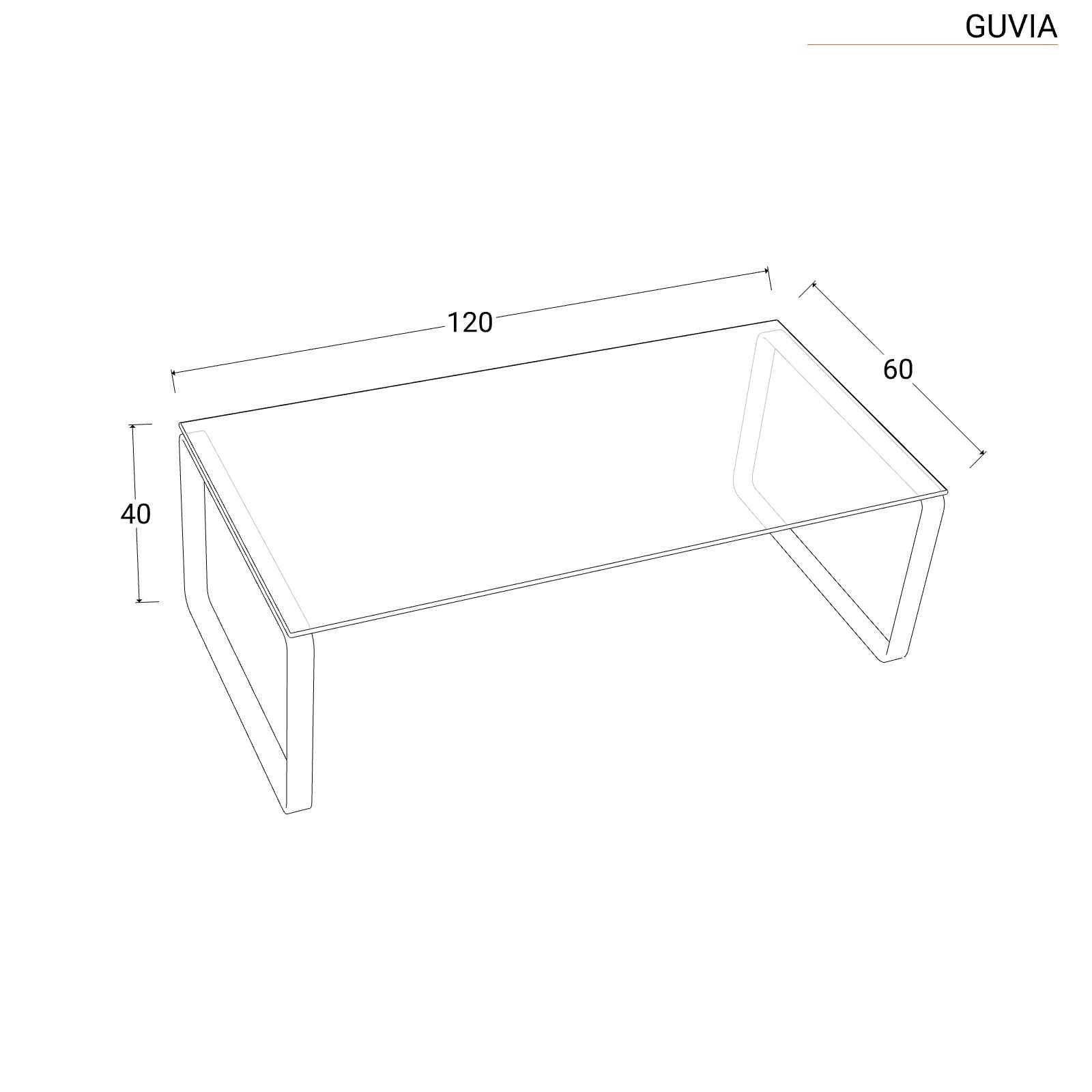 Tavolino 40x60h cm in acciaio oro con piano in vetro - Guvia