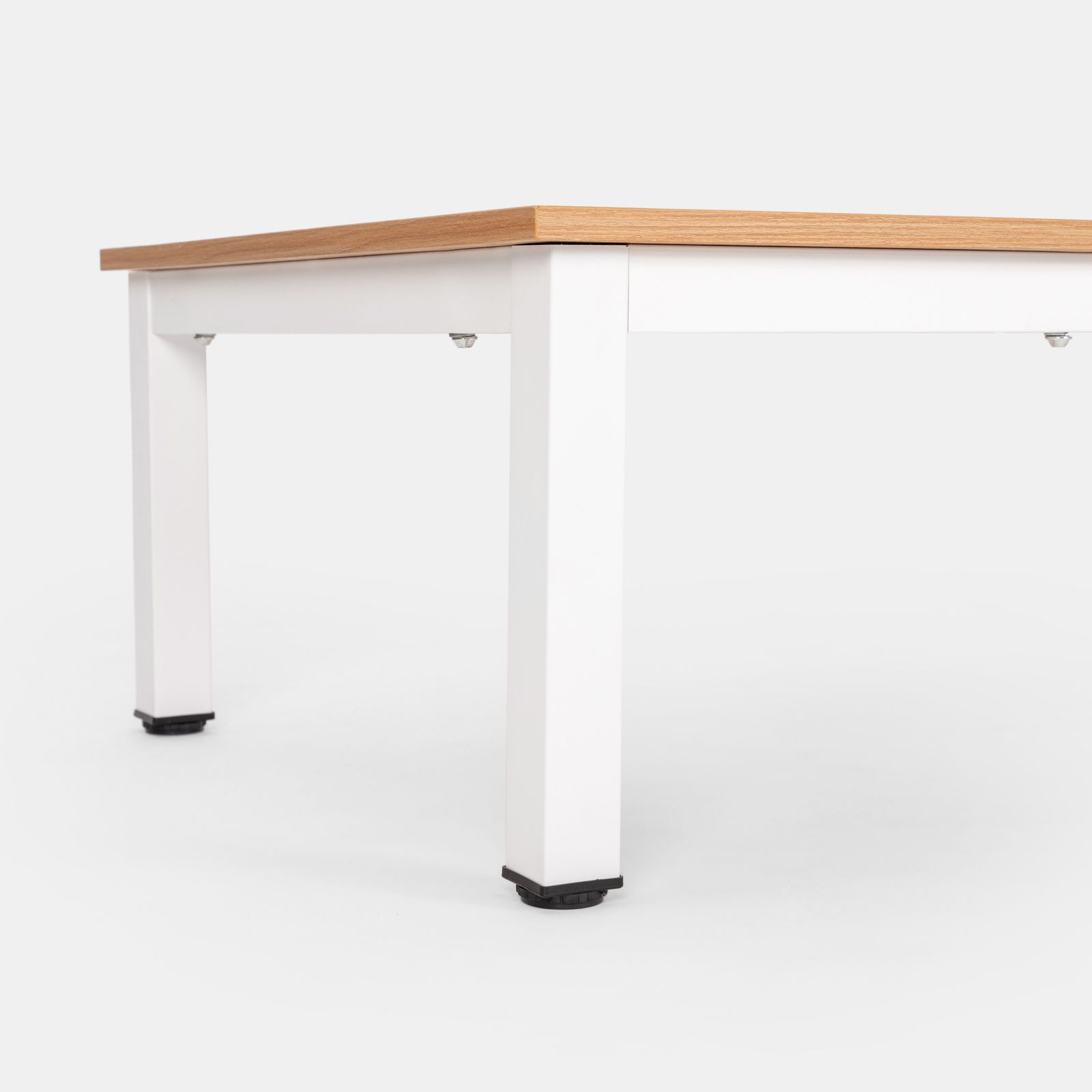 Tavolino 120x60 cm con top effetto rovere e struttura in metallo bianco -  Caio