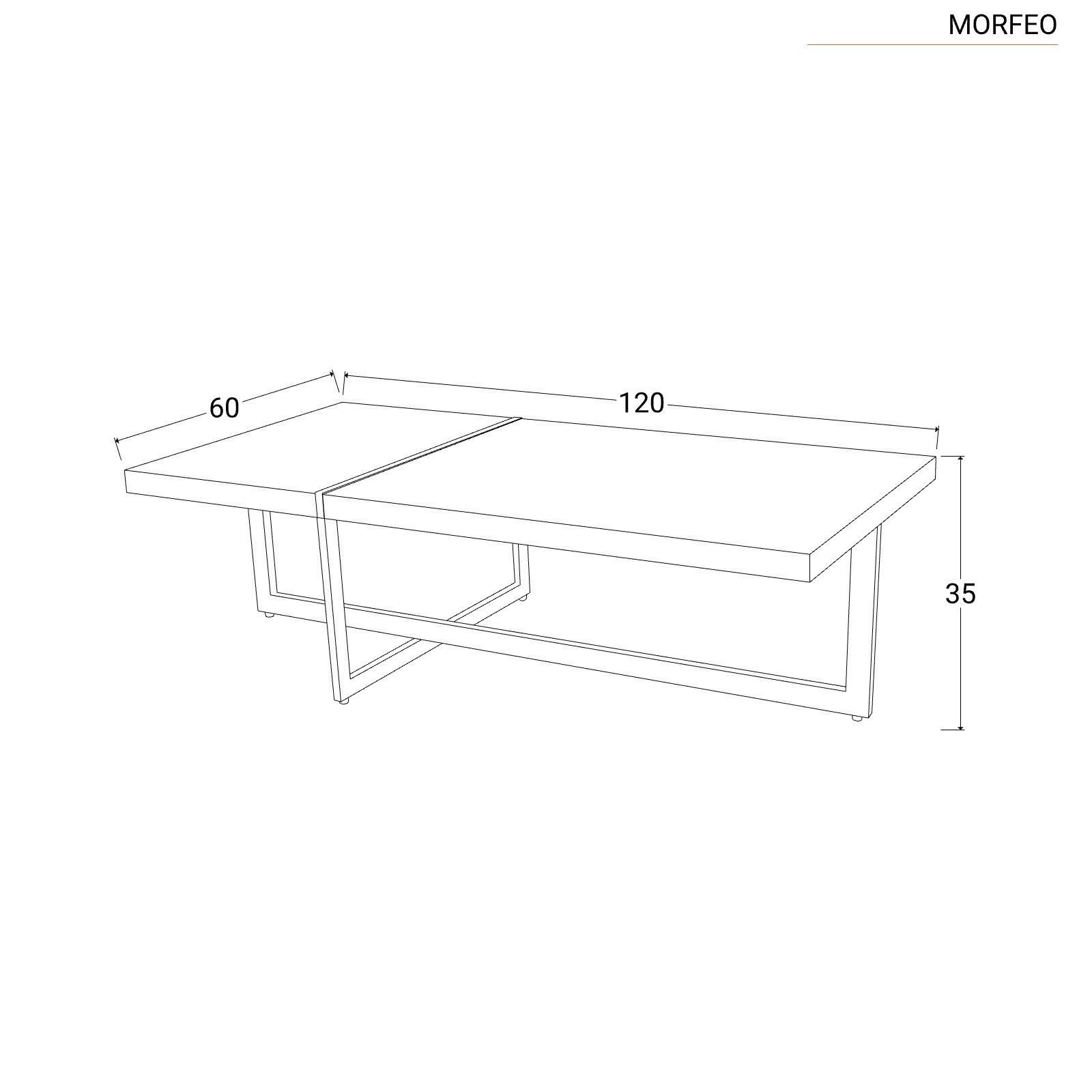 Tavolino 120x60 cm top rovere e gambe in metallo nere - Morfeo