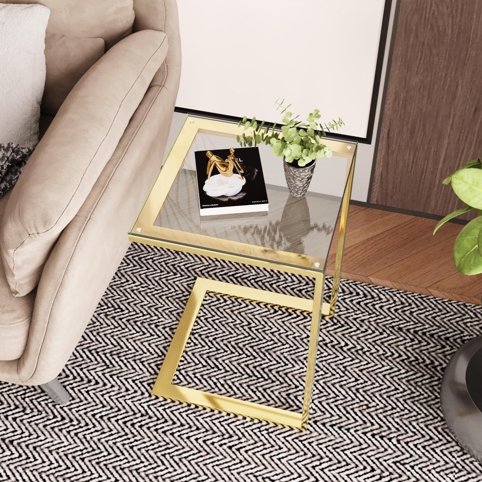 Tavolino Basso Con Contenitore Dorato [en.casa] - Design Treppiede, Piano Tondo Rimovibile, Perfetto Per Salotto