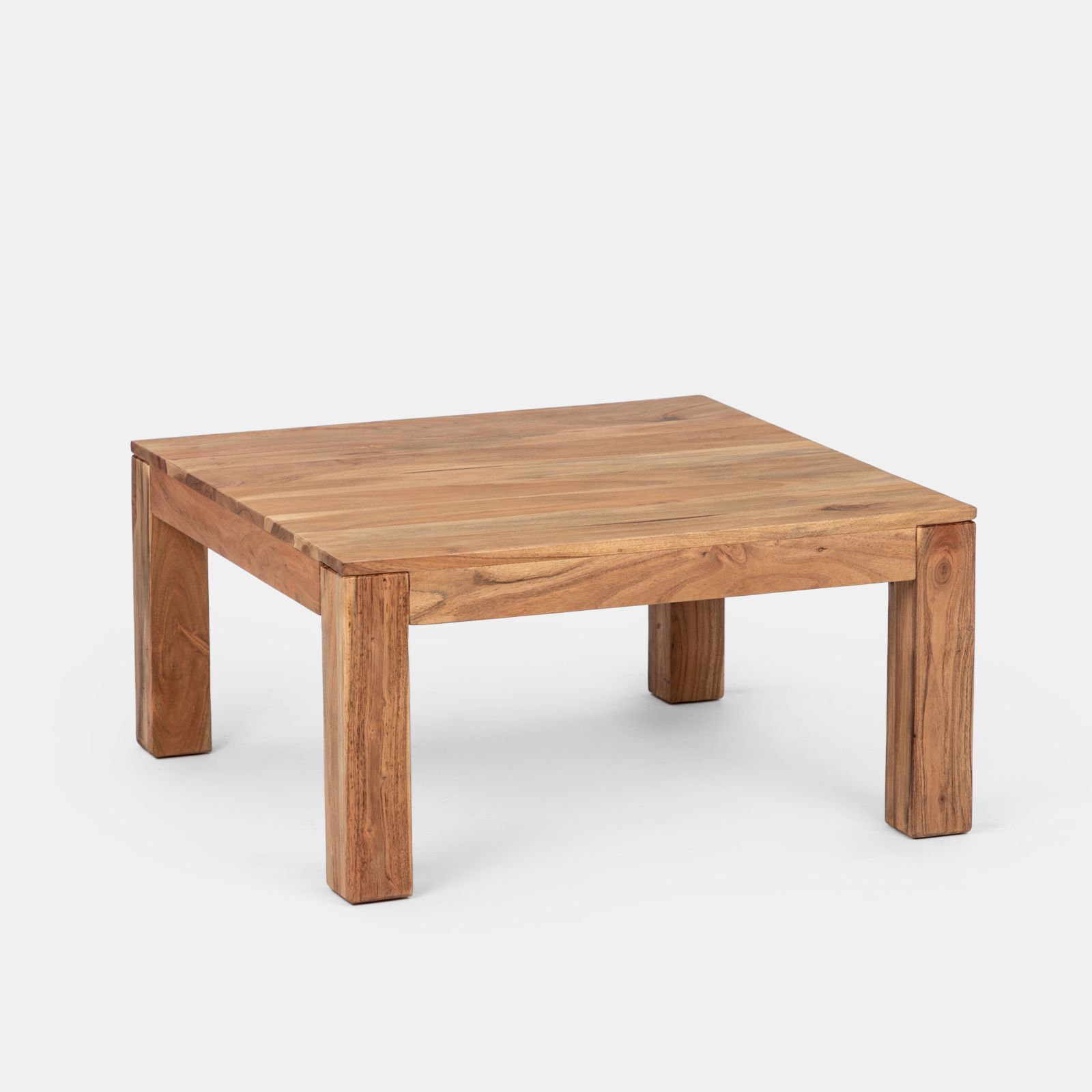 Tavolino contenitore in legno di acacia con ripiano e cassetti - Freia  Acacia