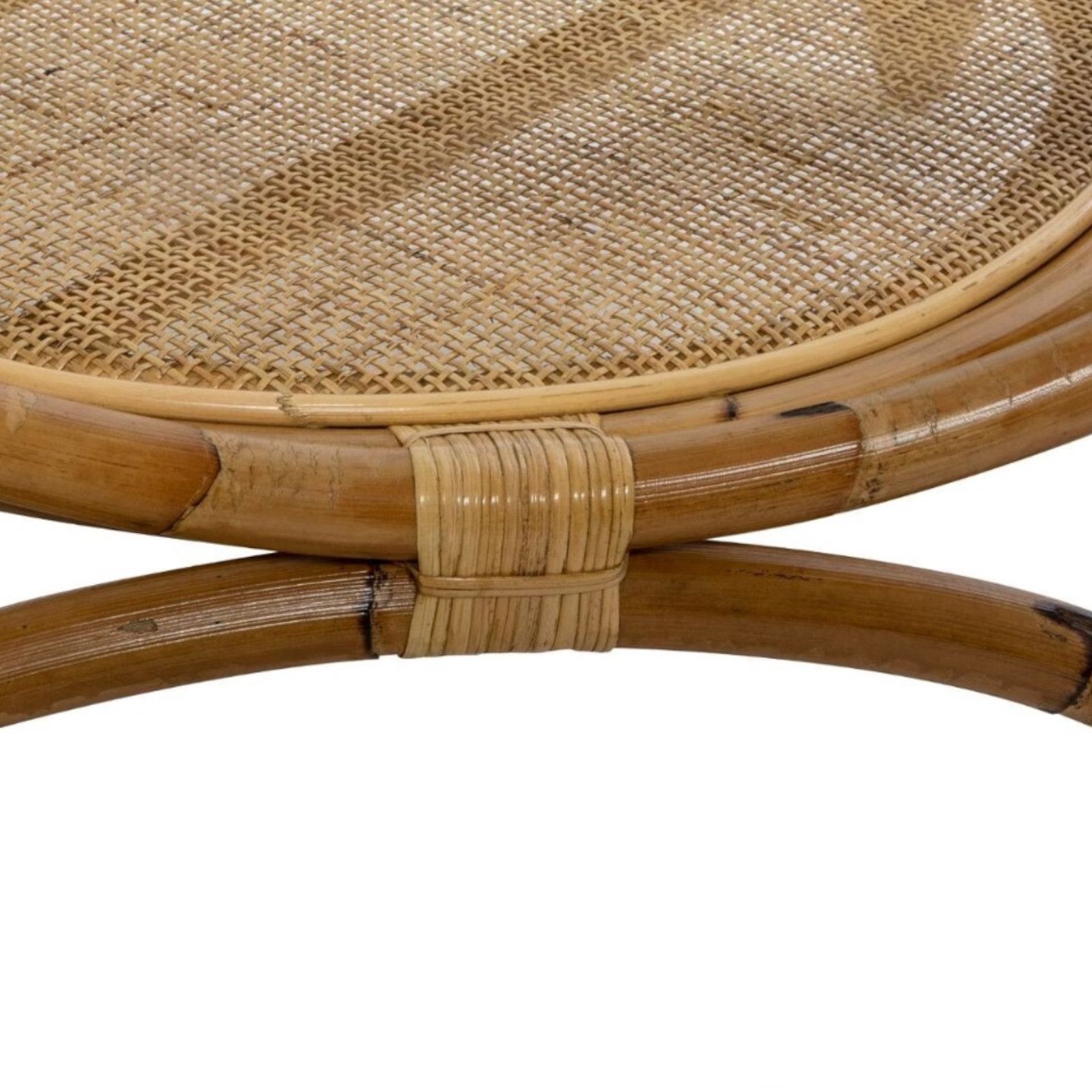 Tavolino in rattan beige top in vetro trasparente JUN