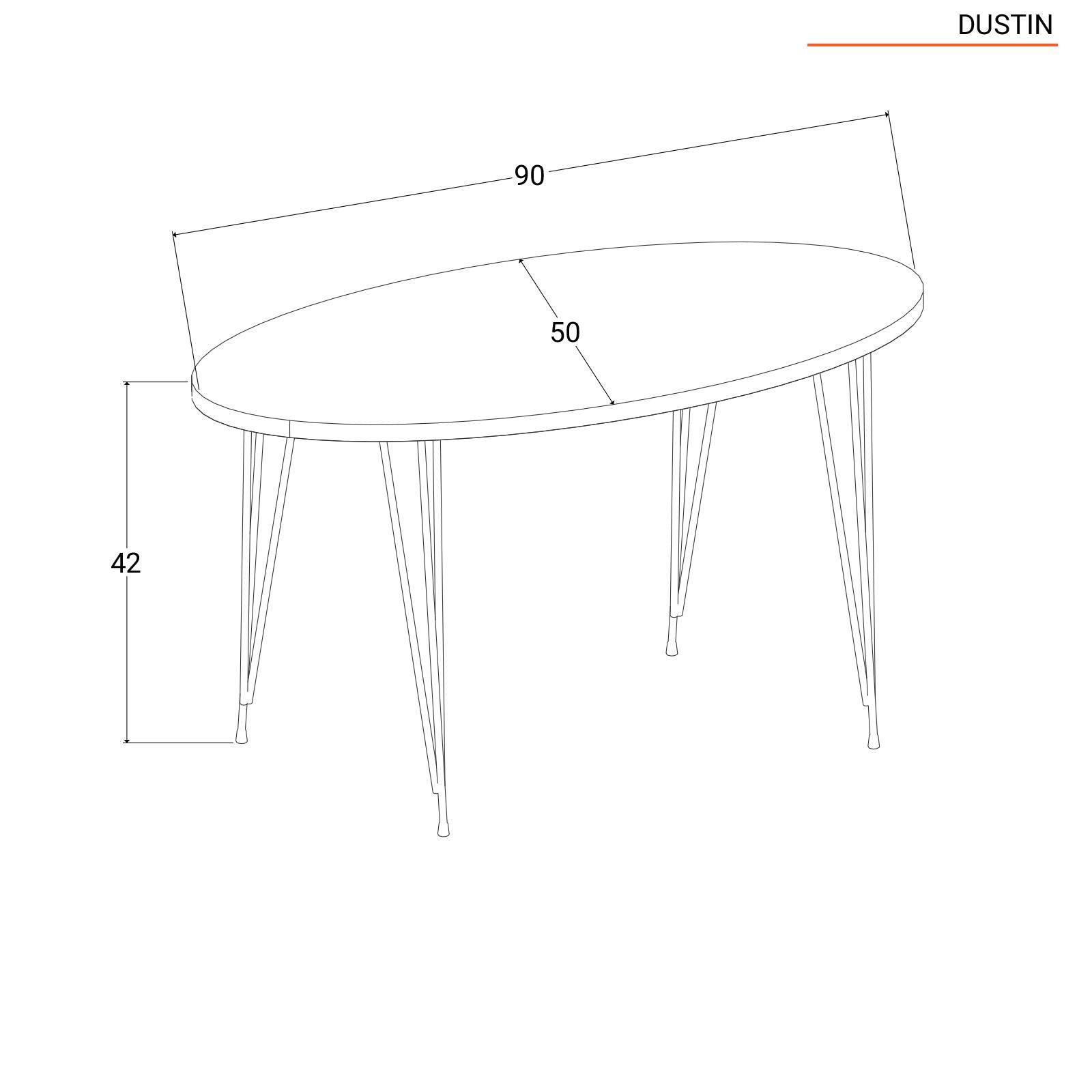 Tavolino con piano effetto marmo bianco e gambe nere - Dustin