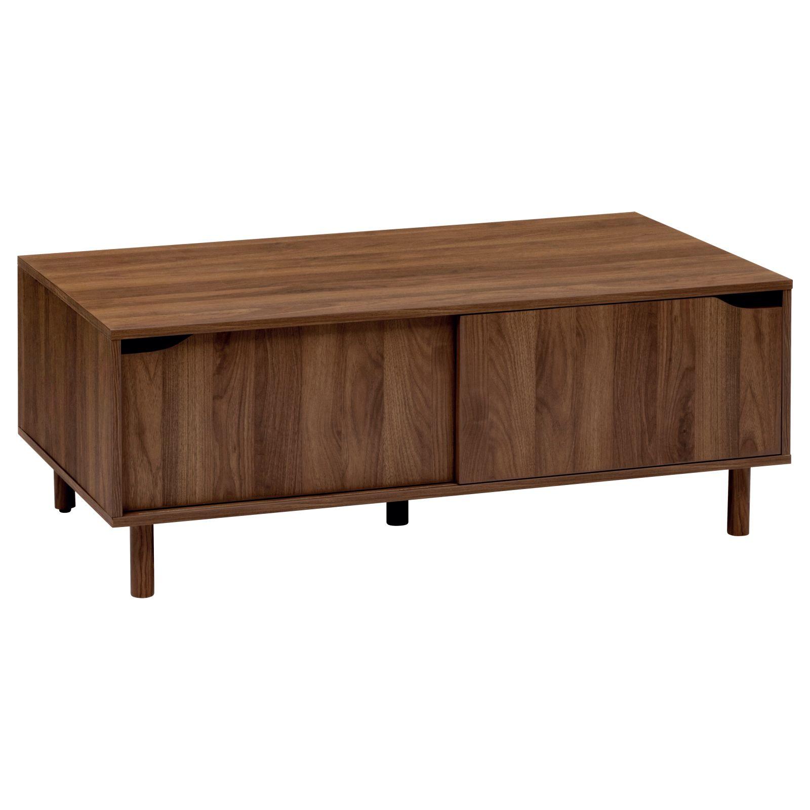 Tavolino FOLUBAN In Legno Noce E Metallo A V – Comodino Moderno Con Contenitore Per Soggiorno