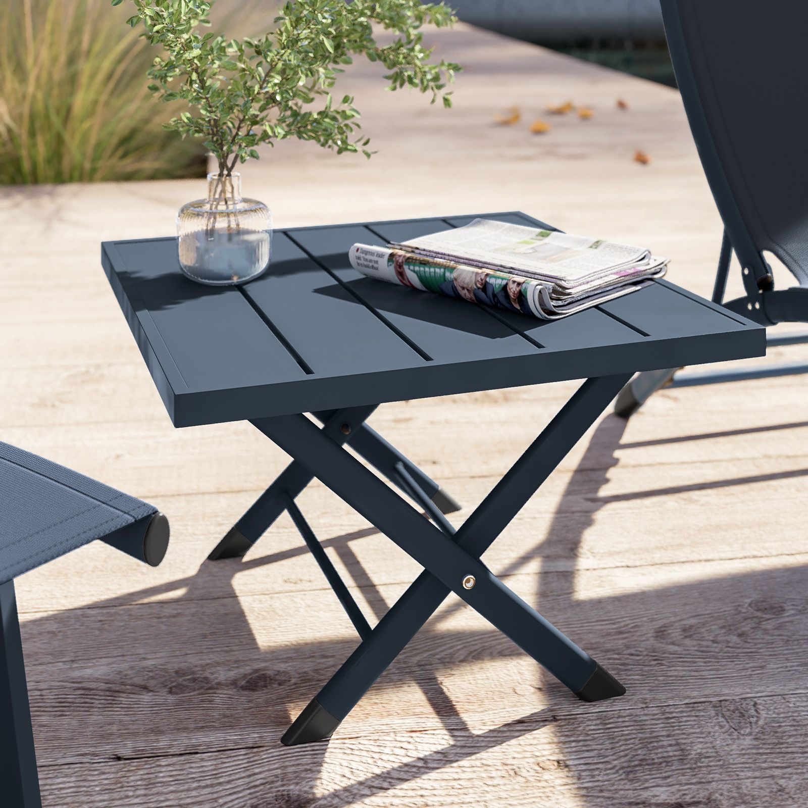 YEFU Tavolino Da Esterno Singolo, In HIPS, Colore Blu Scuro, Resistente Alle Intemperie, Per Patio E Giardino - 6