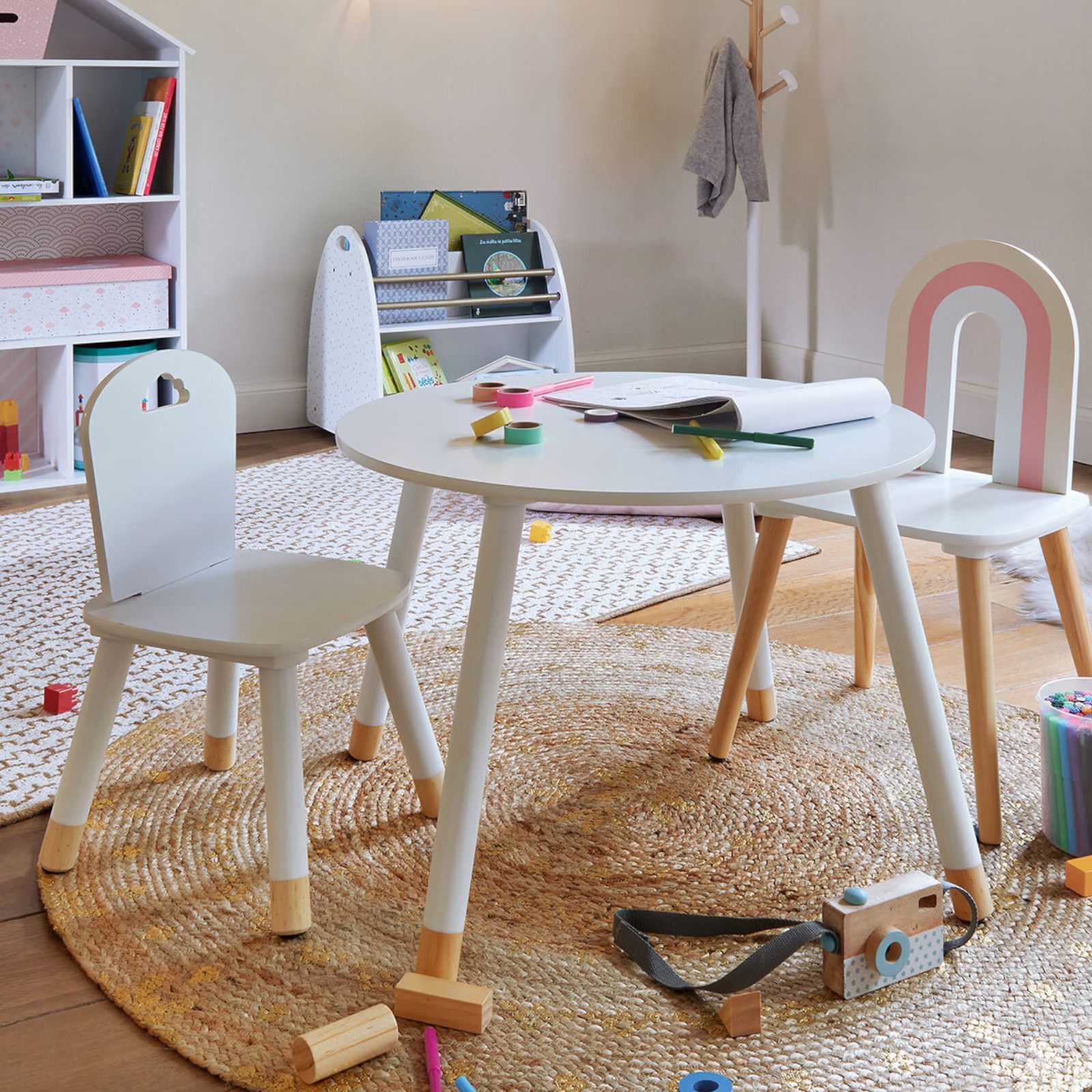 Tavolino rotondo per bambini 60 cm in legno bianco - Sweety