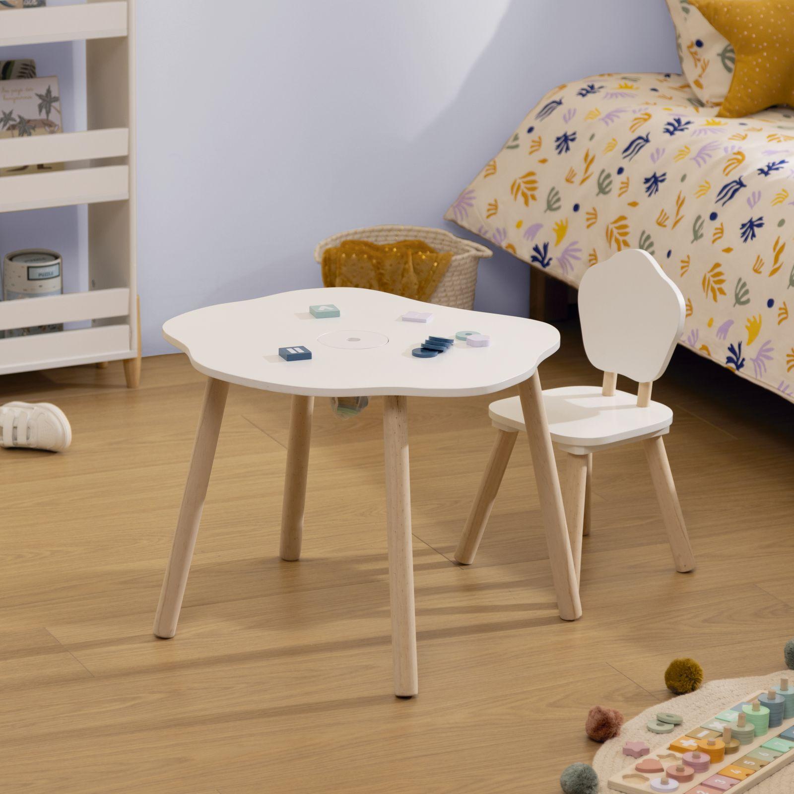 Tavolino A Forma Di Nuvola TUTUWET, In Legno Bianco, 38x58 Cm, Per Soggiorno E Balcone, Facile Montaggio