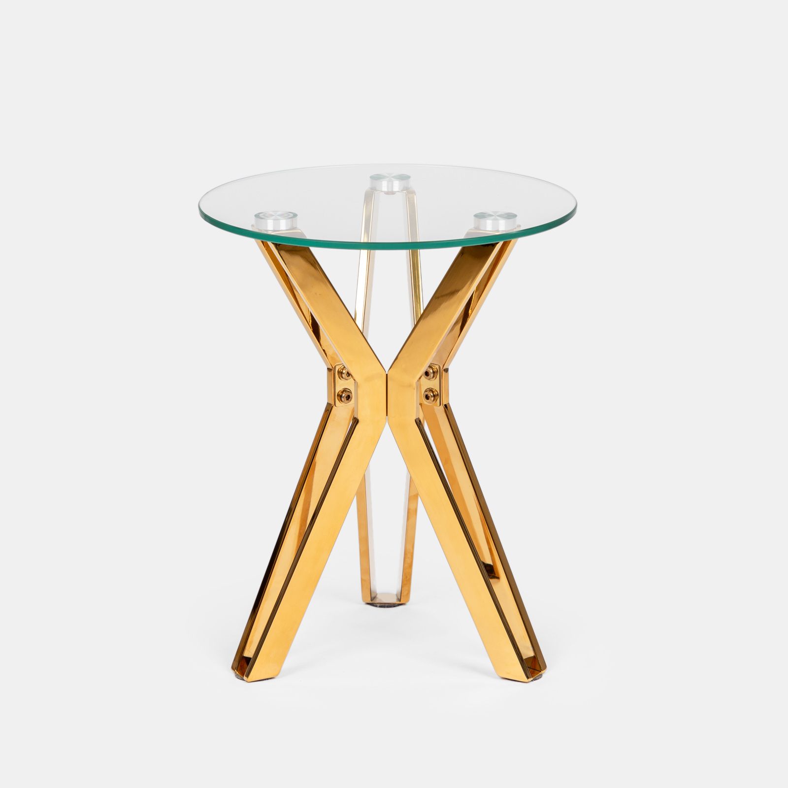 Tavolino rotondo 36 cm in vetro con gambe oro - Mardin