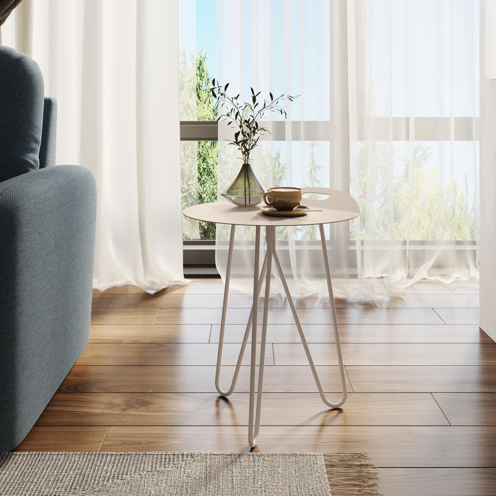 Tavolino Rotondo Signature Design By Ashley Frazwa Con Piano In Vetro, Gambe Legno E Base Oro