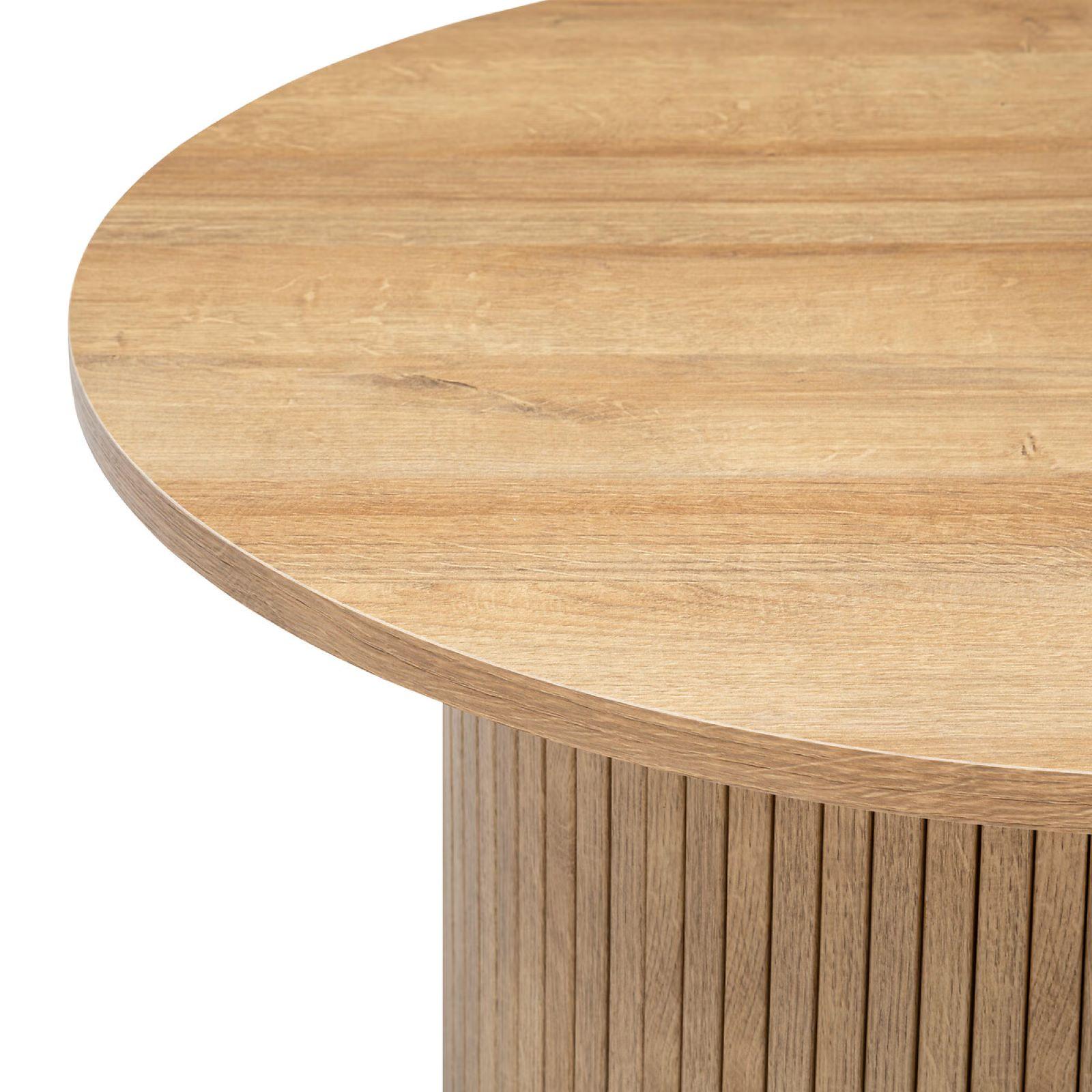 24KF Pouf Ottomano Rotondo Imbottito In Lino Trapuntato – Con Ripiano In Legno, Diametro 81 Cm, Avorio – Portata 158 Kg