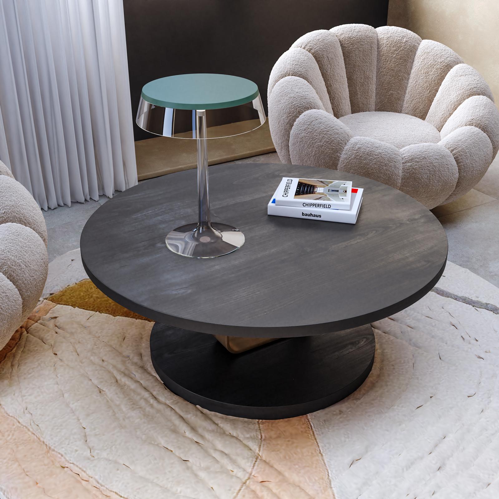 Tavolino Da Salotto Moderno Rotondo, Tavolino Da Caffè Con Bordo Rialzato E Tre Gambe Piccolo Tavolino Da Salotto Ideale Per Soggiorno E Camera