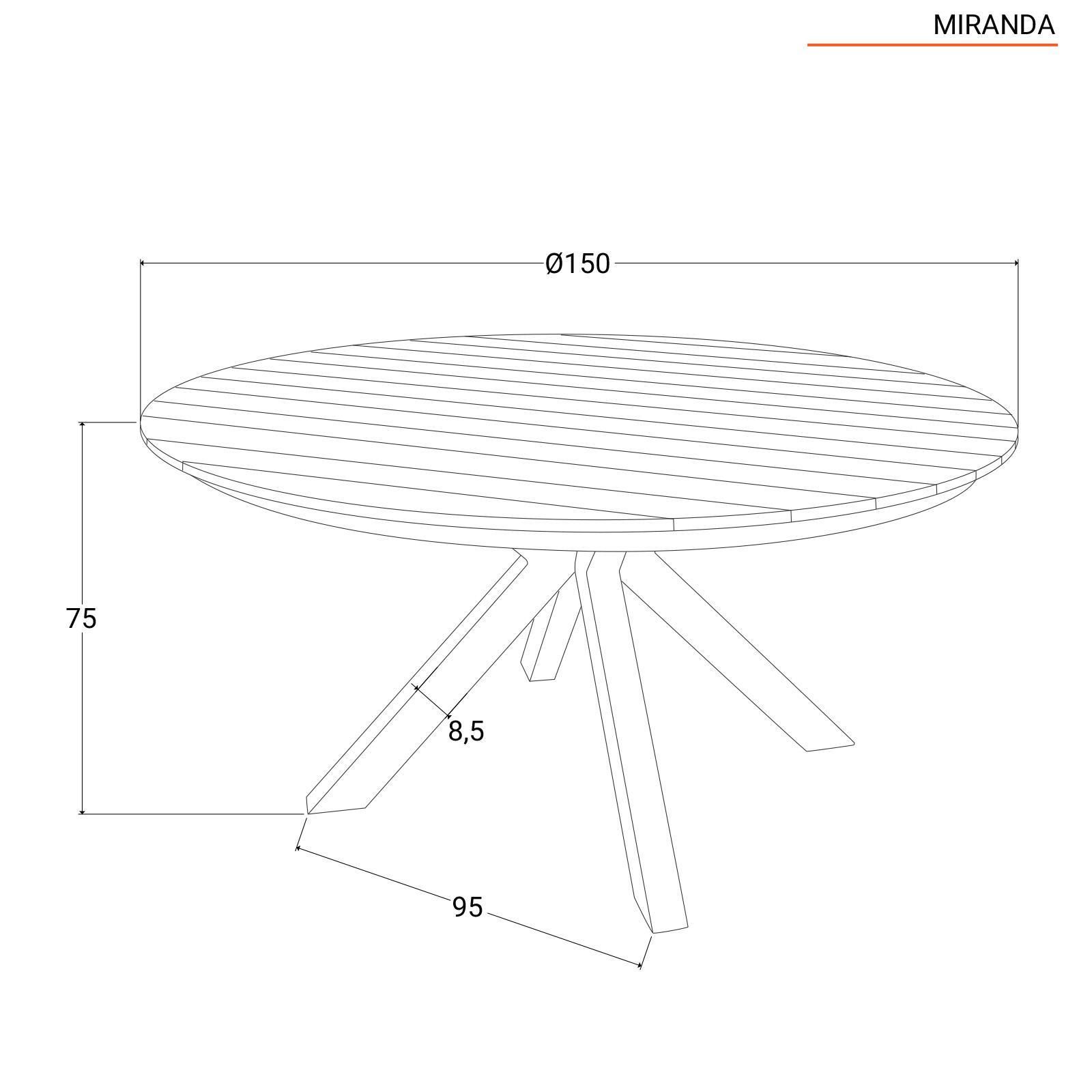 Tavolo rotondo 150 cm con top in legno in alluminio antracite - Miranda