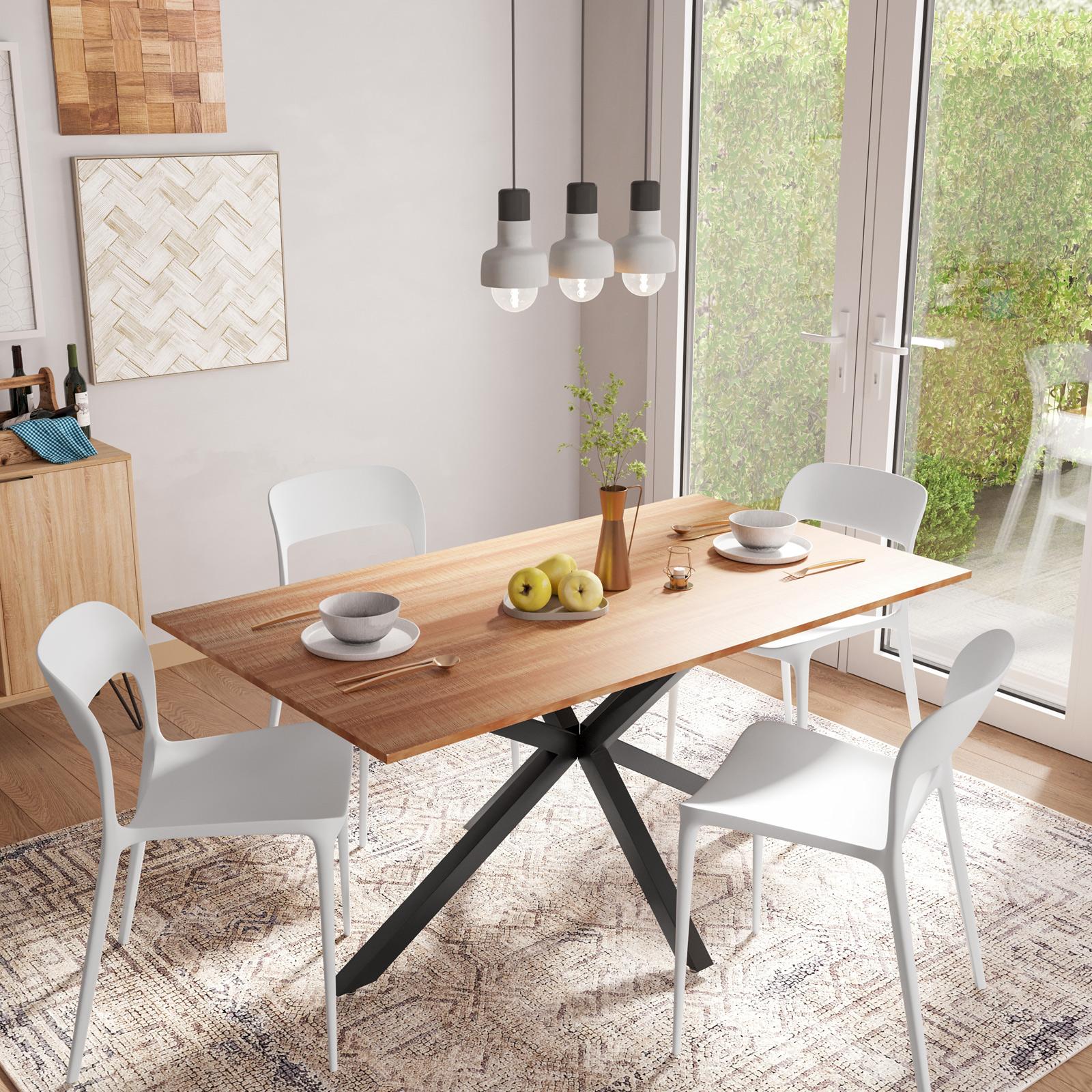Tavolo da pranzo, design con gambe incrociate, tavolo da pranzo