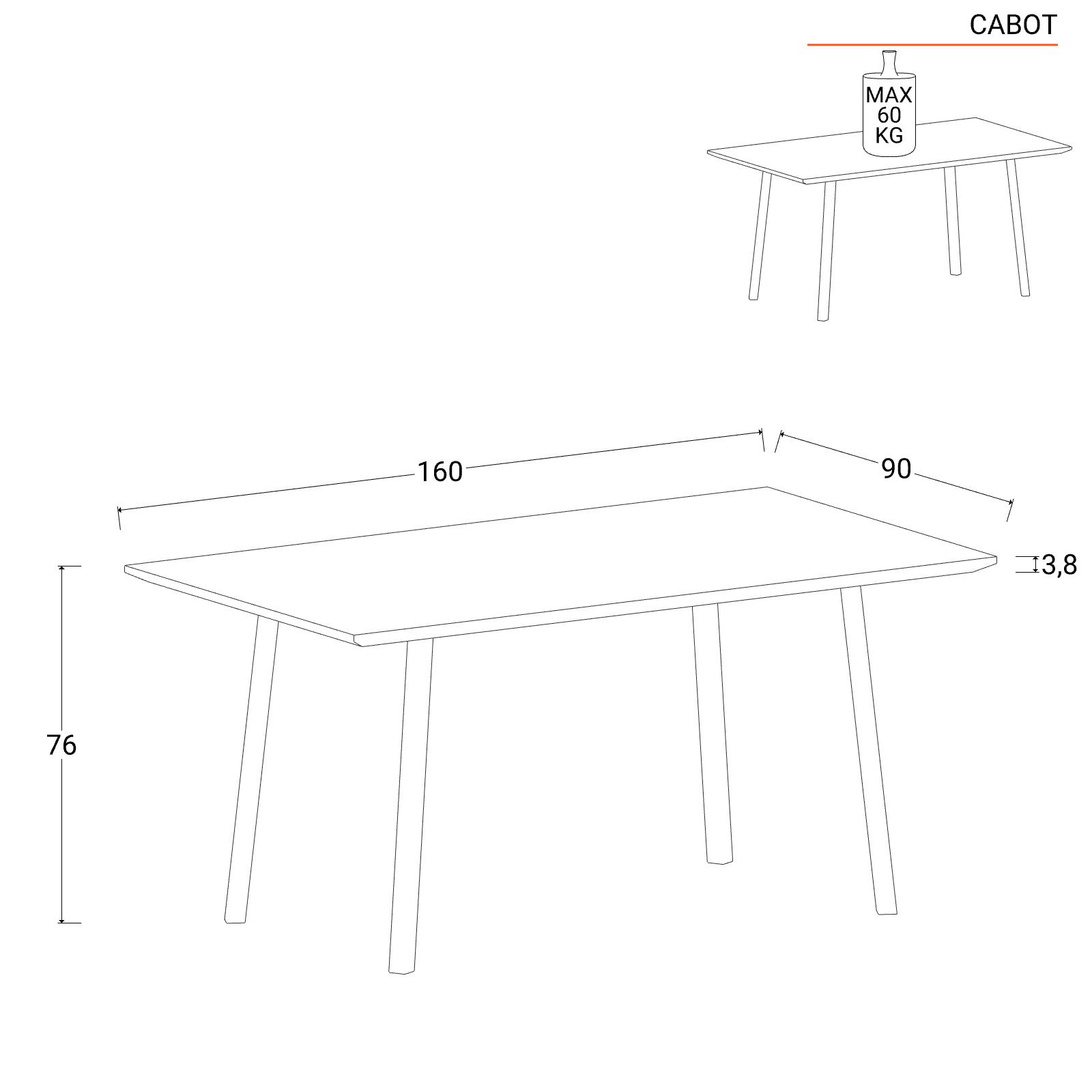 Tavolo in legno MDF e metallo di design moderno fatto in Italia,Wilmer