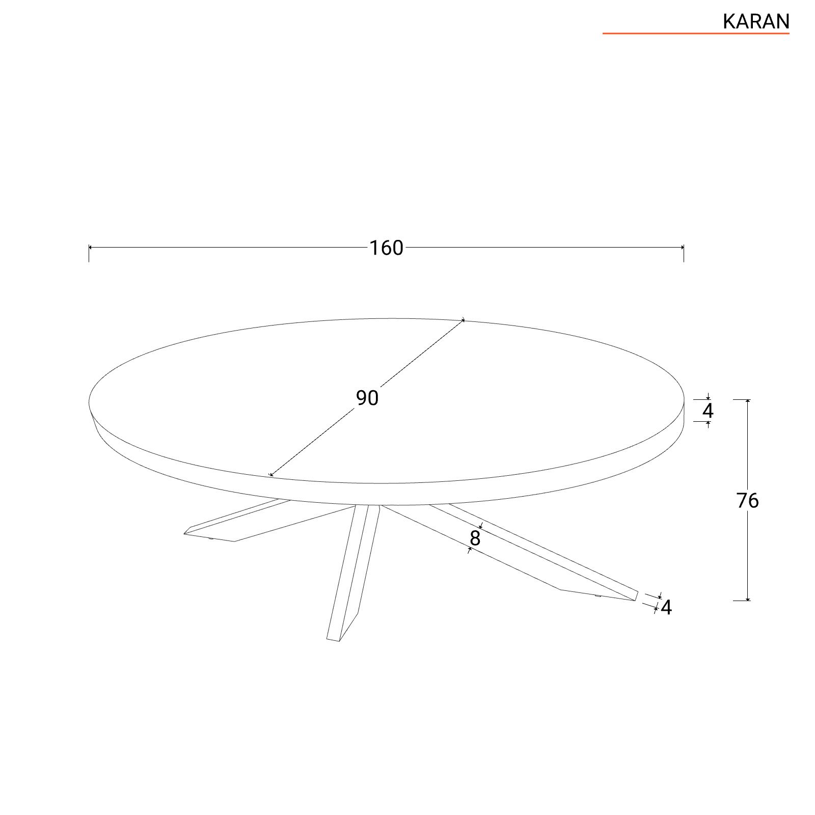 Tavolo 160x90 cm in legno di acacia naturale con gambe in metallo nero -  Karan