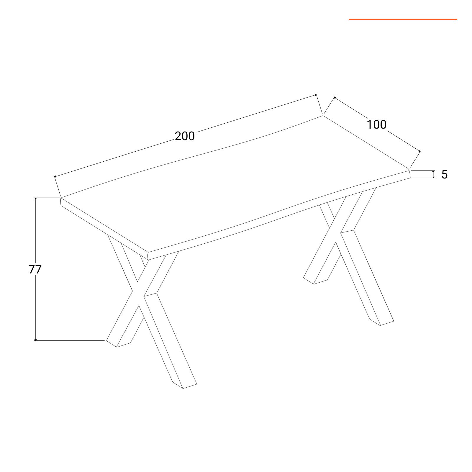 Tavolo 200x100 cm in legno di acacia con gambe in acciaio bianco - Caesaroo