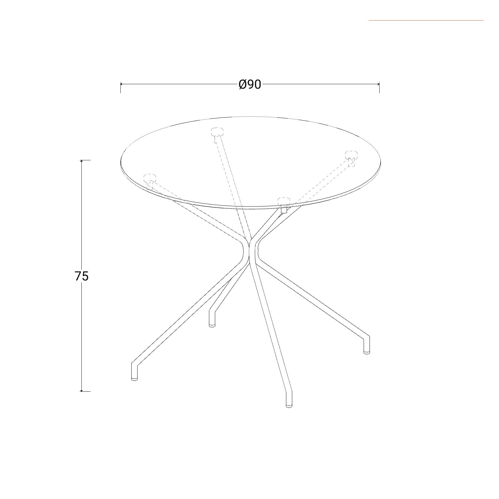 Tavolo da pranzo rotondo 90 cm con top in vetro e gambe cromo - Rebby