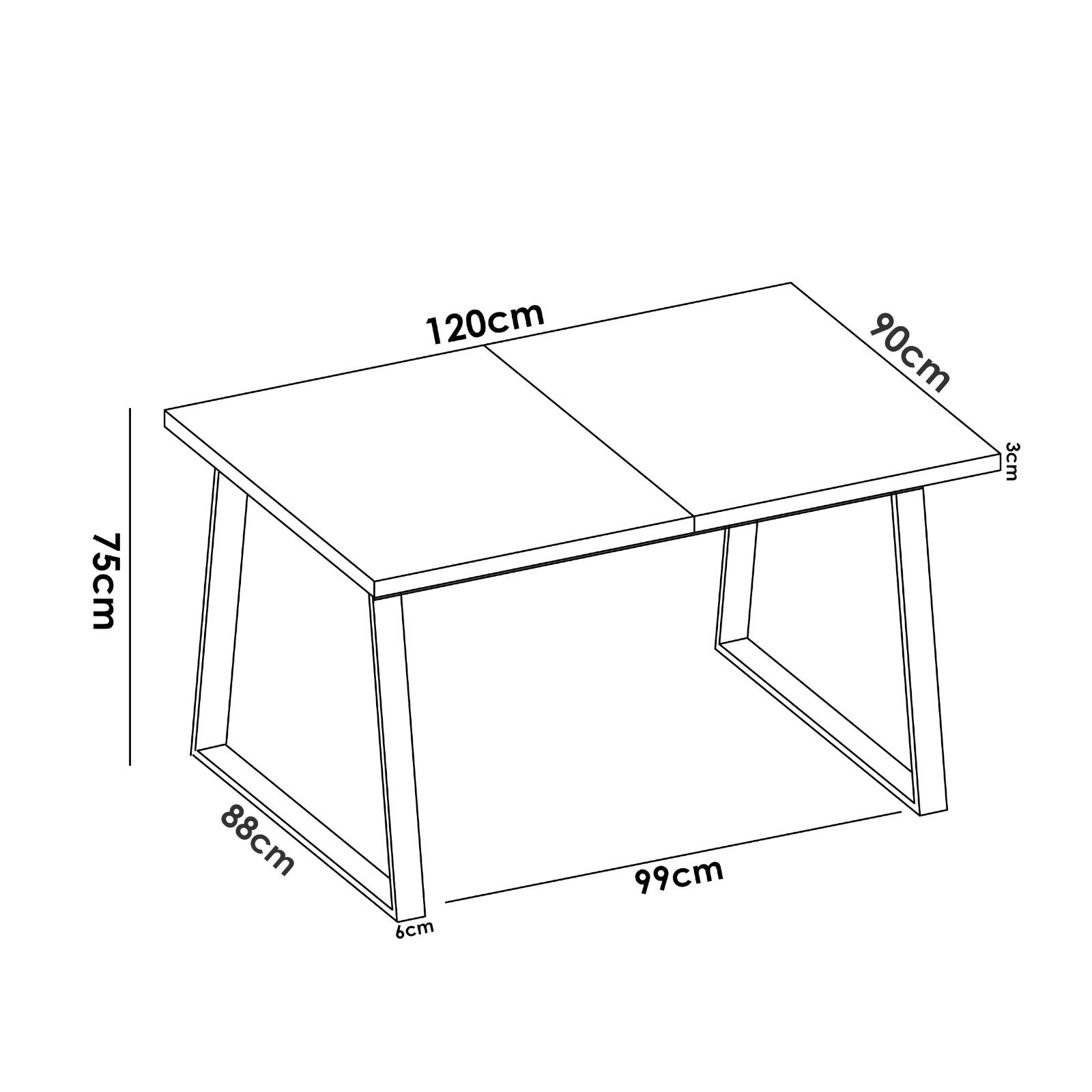 Ganty, Tavolo 120 x 90 allungabile a 180 cm con gamba in metallo  intrecciato e piano legno