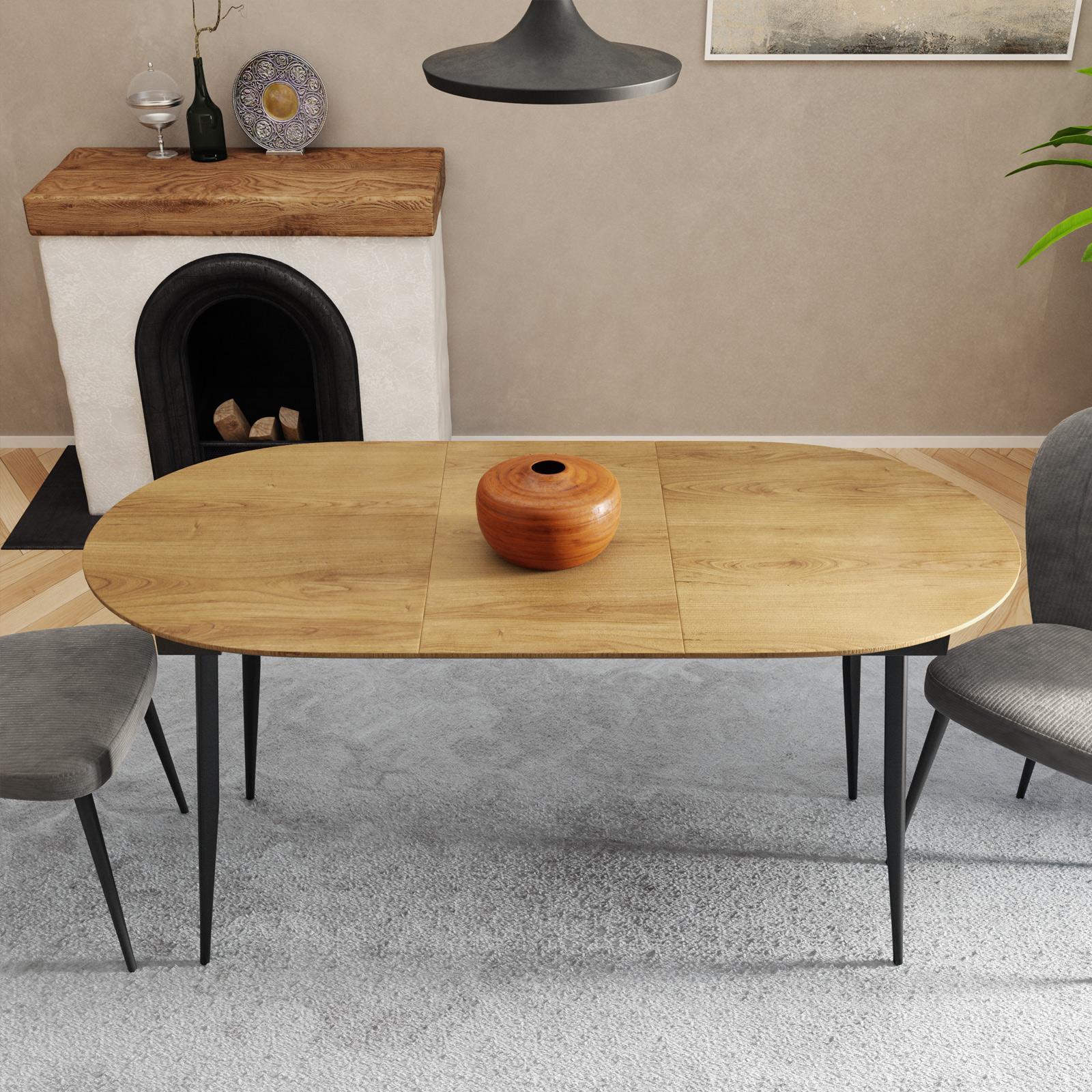 Tavolo allungabile 120-160x80 cm top effetto rovere americano e