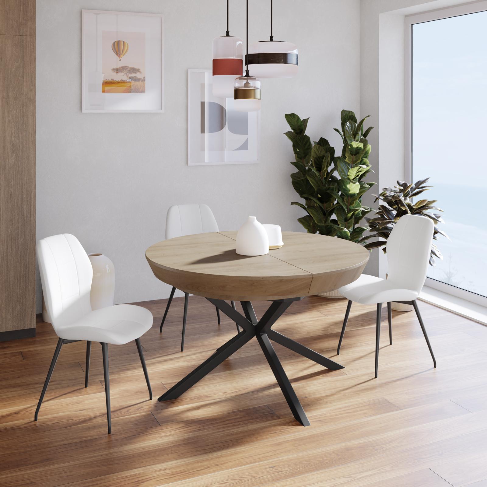 Tavolo allungabile 130-230x130 cm con top rovere chiaro e gambe