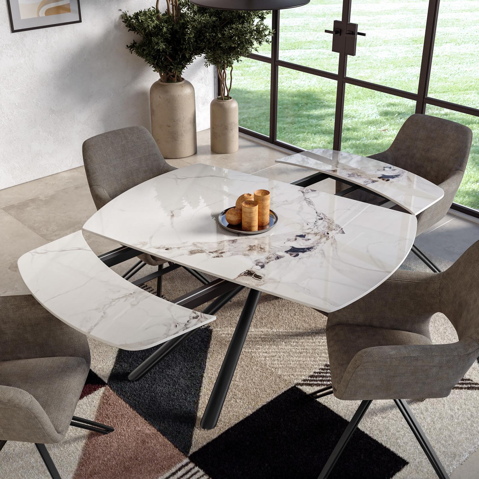 Tavolo allungabile 140-200x90 cm meccanismo girevole con top in