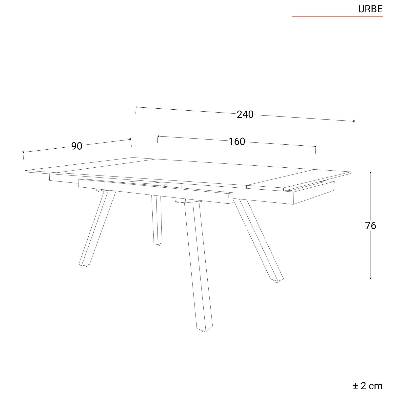 Tavolo allungabile 160-240x90 cm con top in ceramica effetto marmo