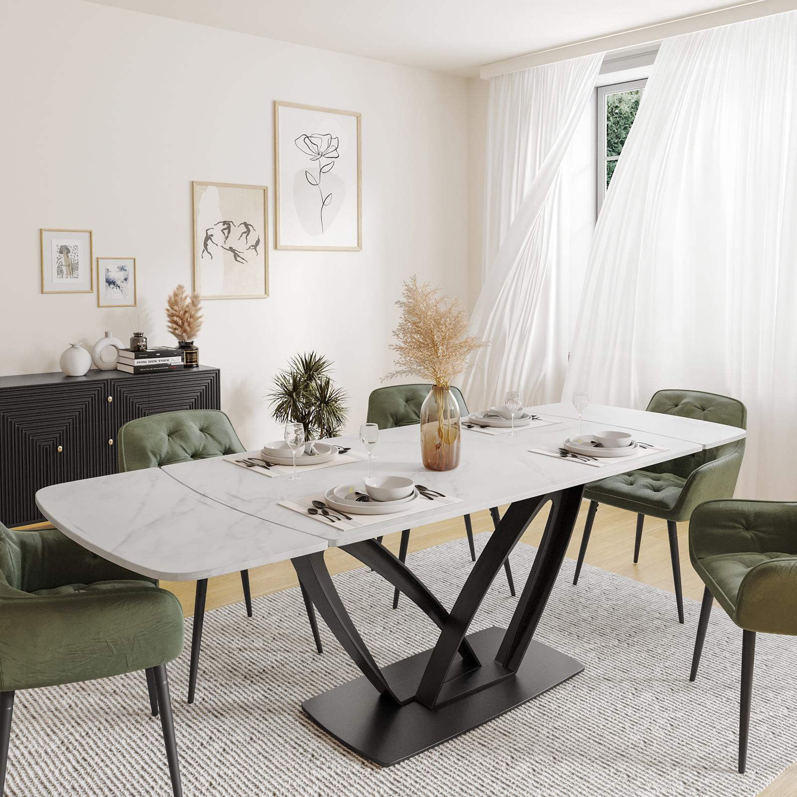 Tavolo allungabile 160-240x90 cm top in ceramica effetto marmo